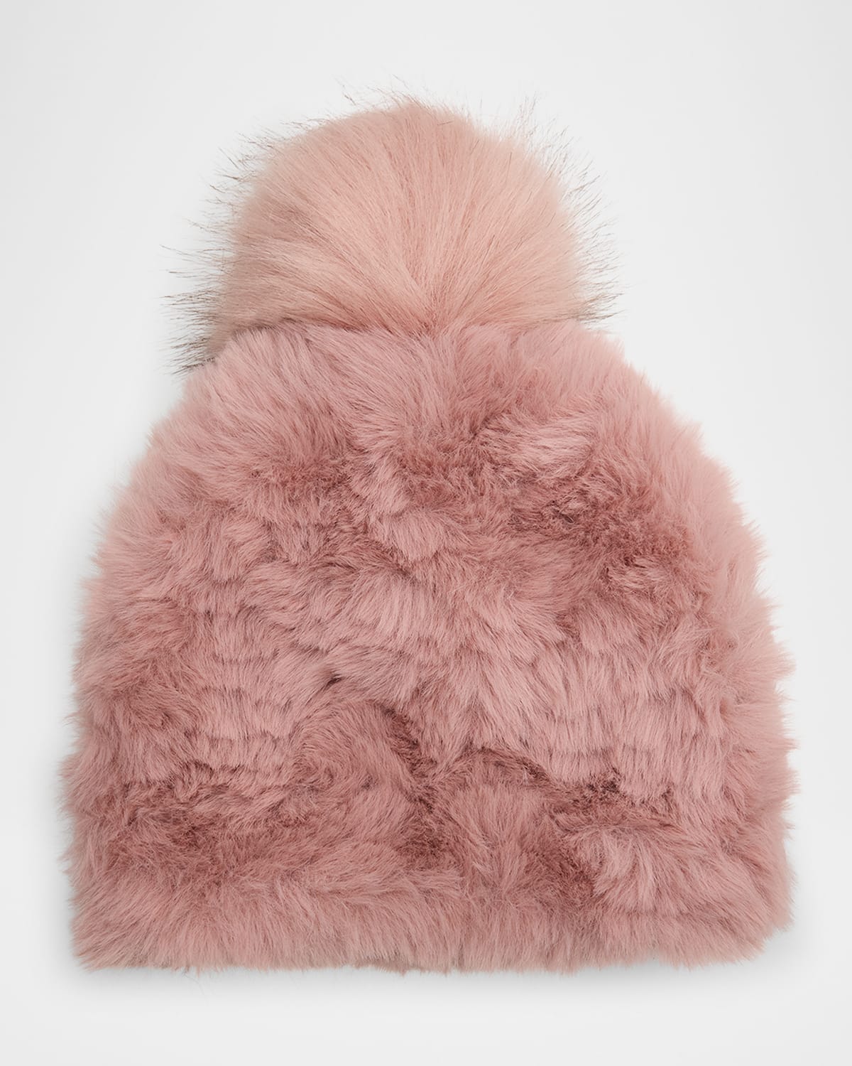 Jocelyn Faux-fur Knit Beanie W/ Pompom In Blush