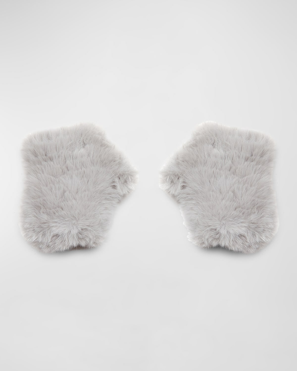 Jocelyn Fingerless Faux Fur Mittens In Light Grey