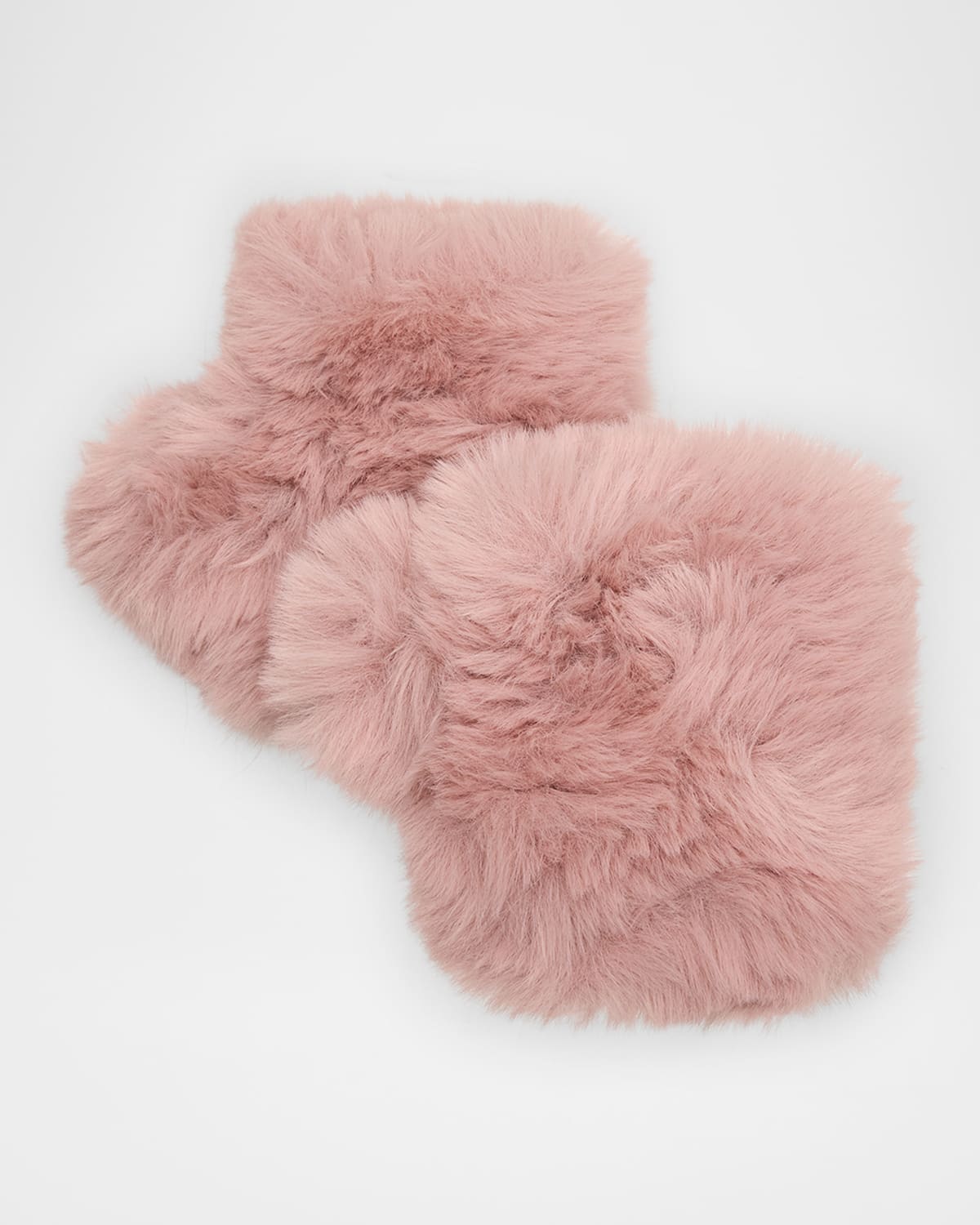 Jocelyn Fingerless Faux Fur Mittens In Pink