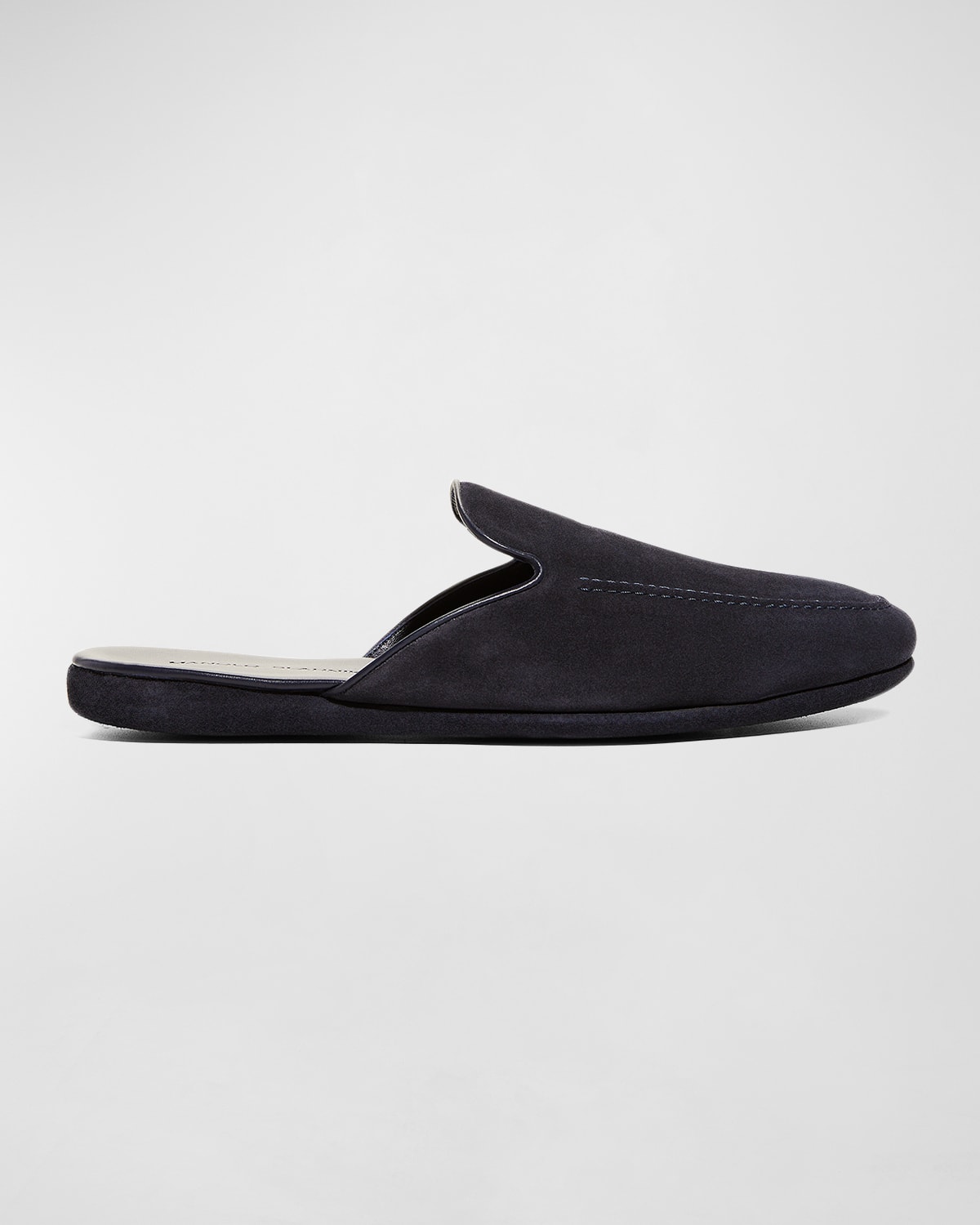 Shop Manolo Blahnik Men's Montague Suede Mules In Navy