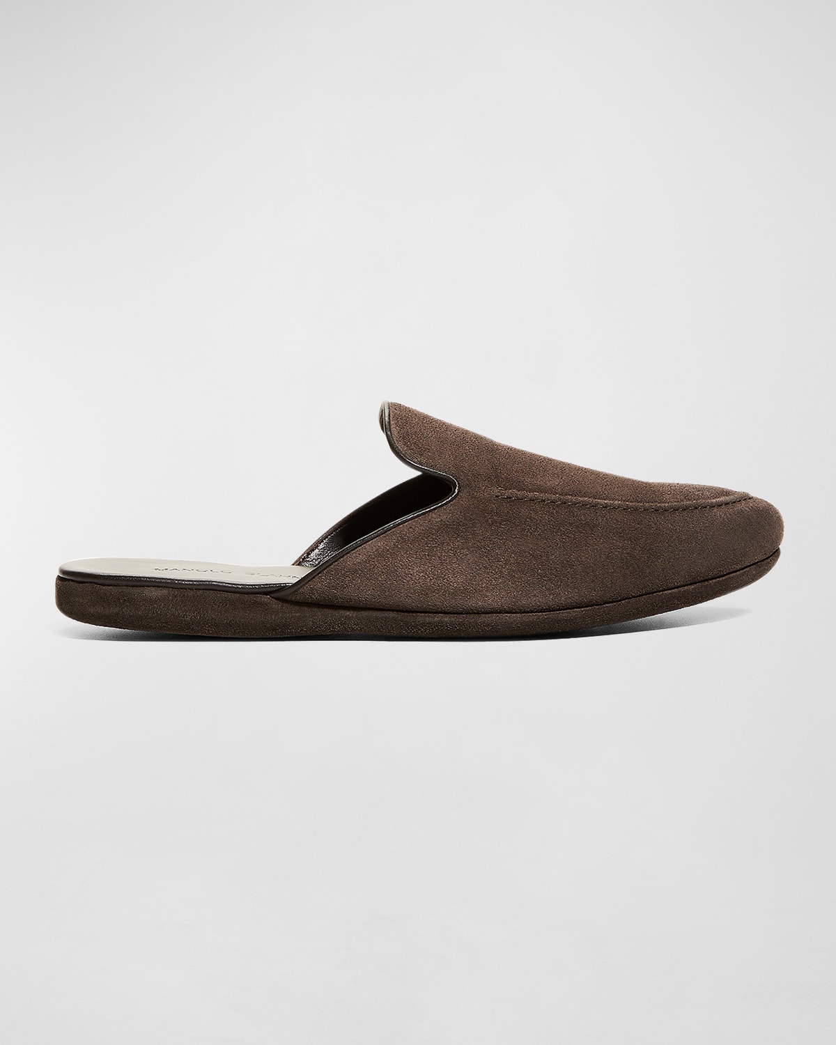 Shop Manolo Blahnik Men's Montague Suede Mules In Brown