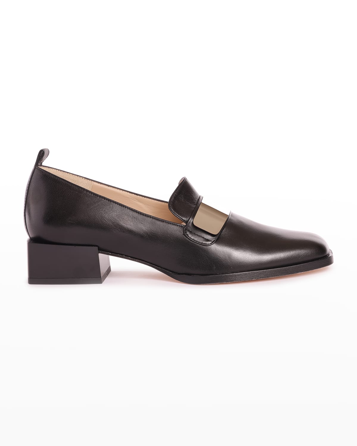 Chelsea Paris Max Metallic-Strap Leather Loafers
