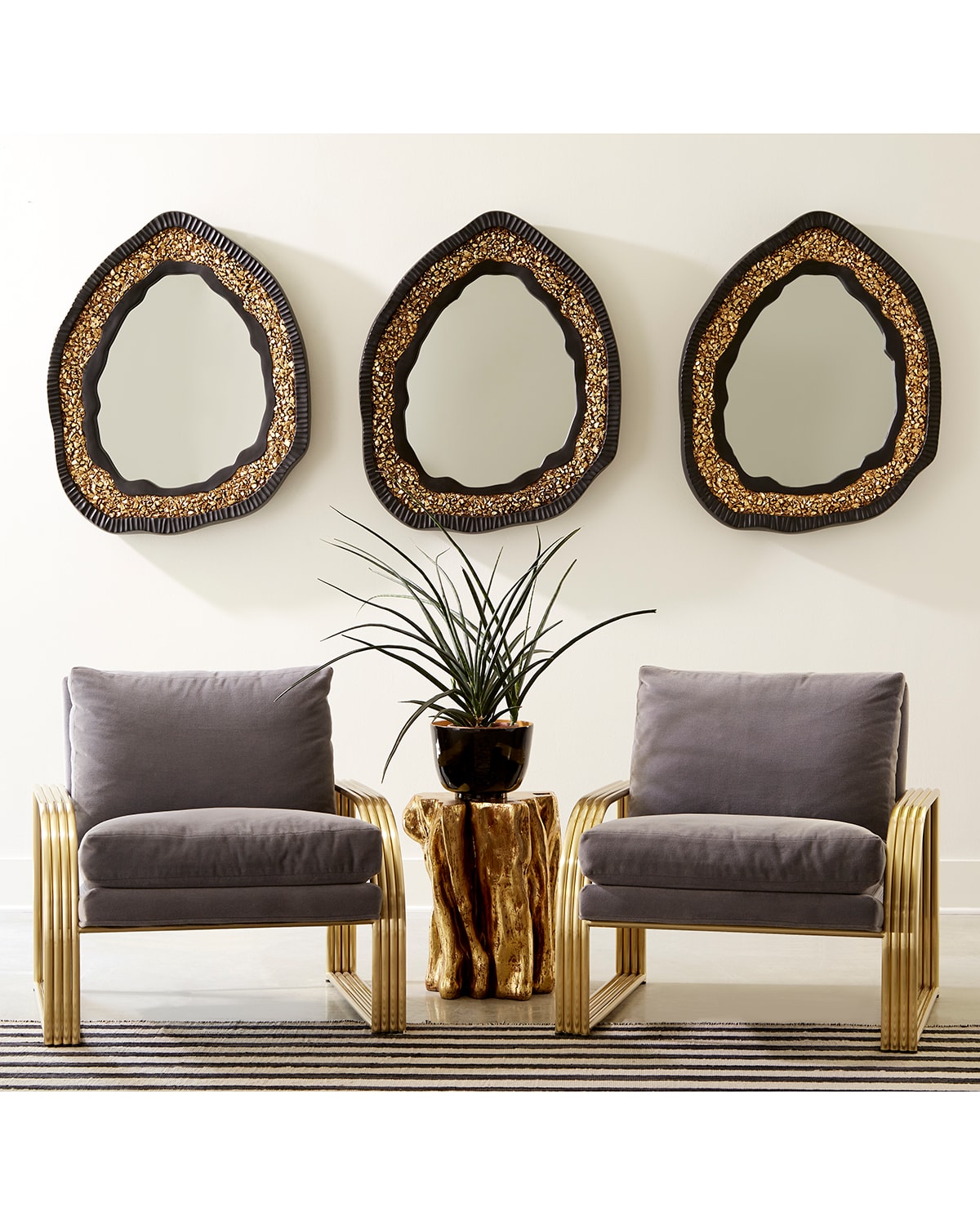 Shop The Phillips Collection Geode Mirror In Black, Gold