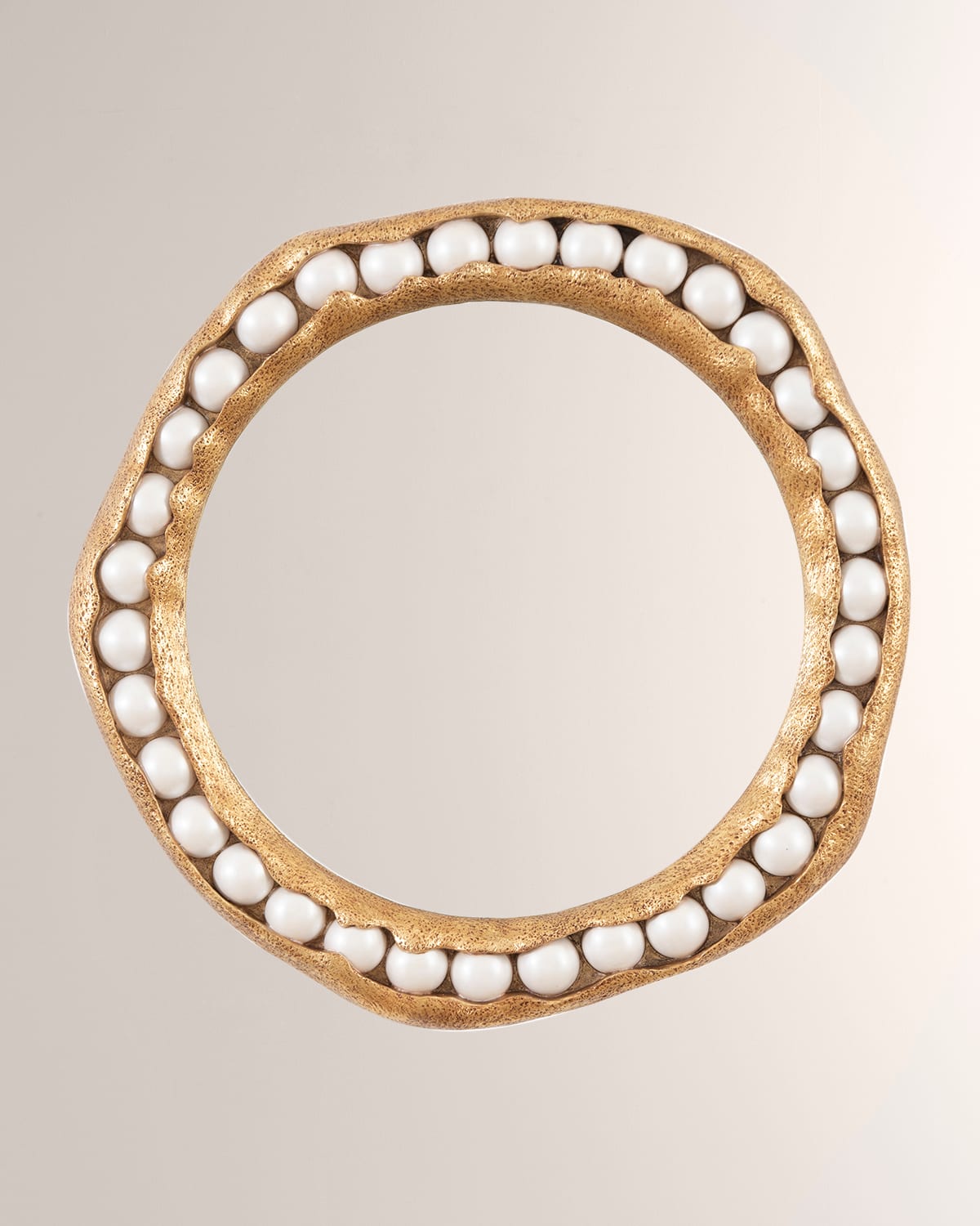 Shop The Phillips Collection Pearl Round Mirror, Gold Leaf In Gold, White