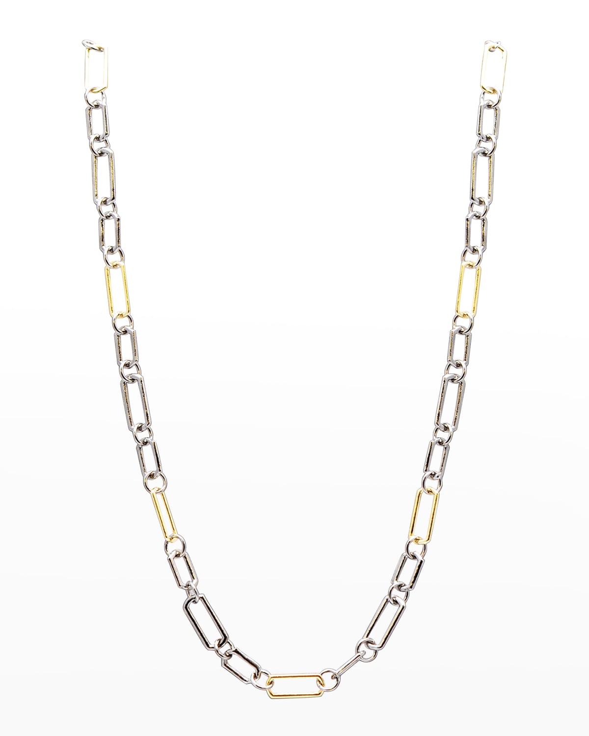Armenta Old World Small Paperclip Necklace In Two-tone, 18"l