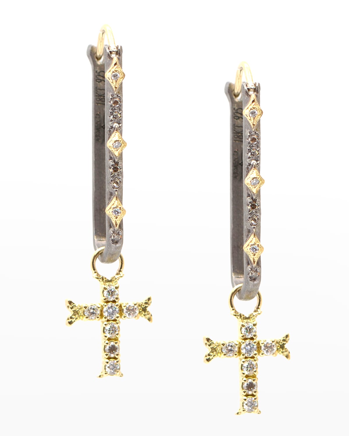 Old World 26mm Paperclip Earrings with Pave Cross Drops