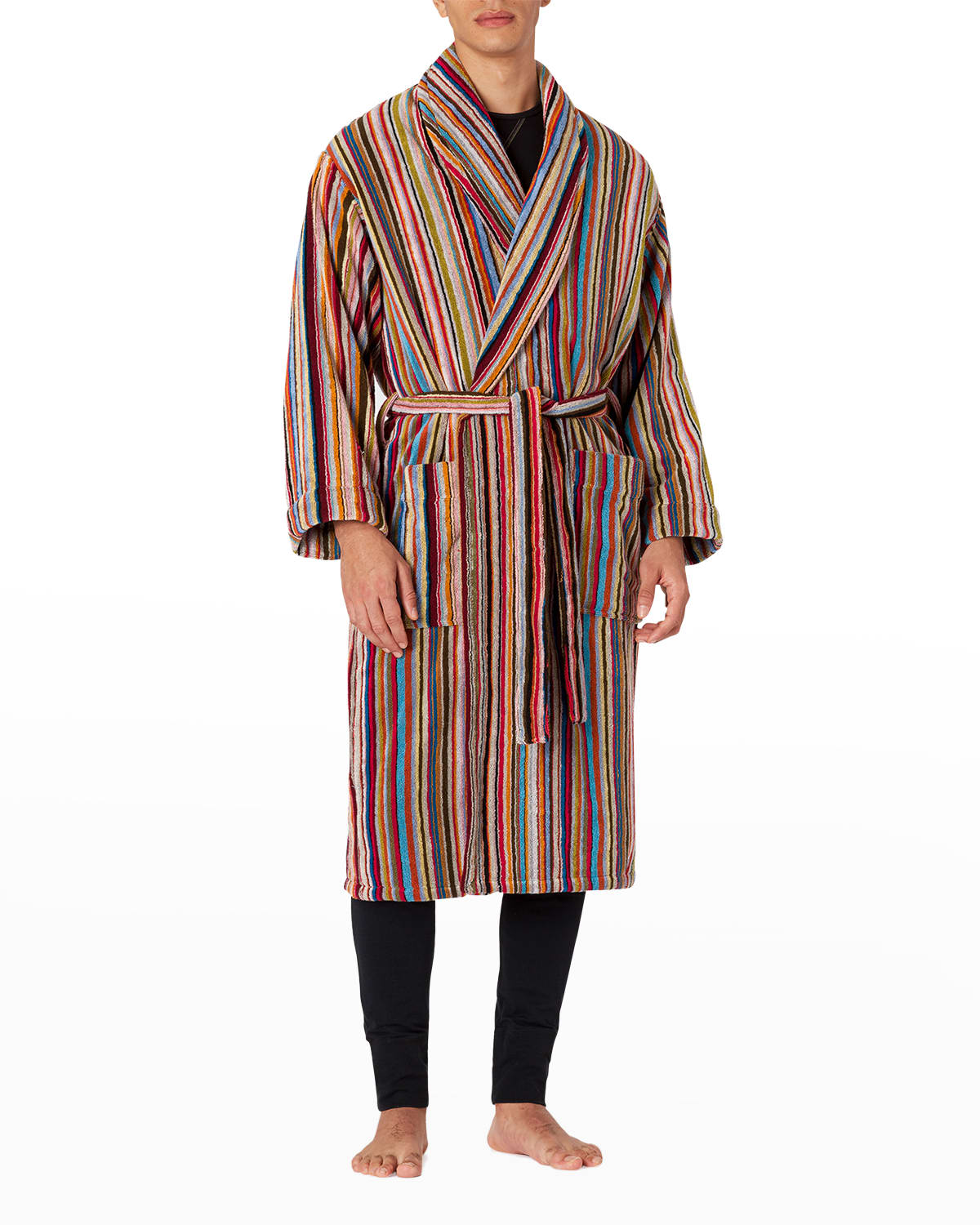 Men's Multi-Stripe Shawl Robe