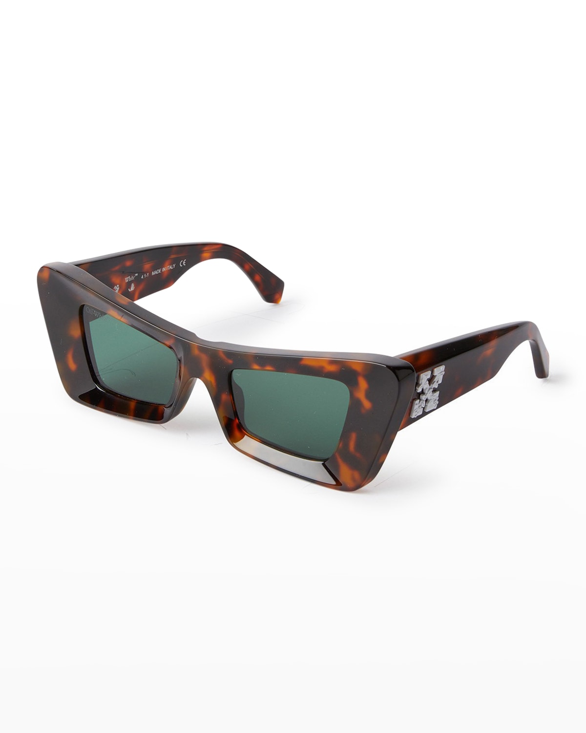 Off-white Accra Arrow Acetate Cat-eye Sunglasses In 6055 Havana Dark