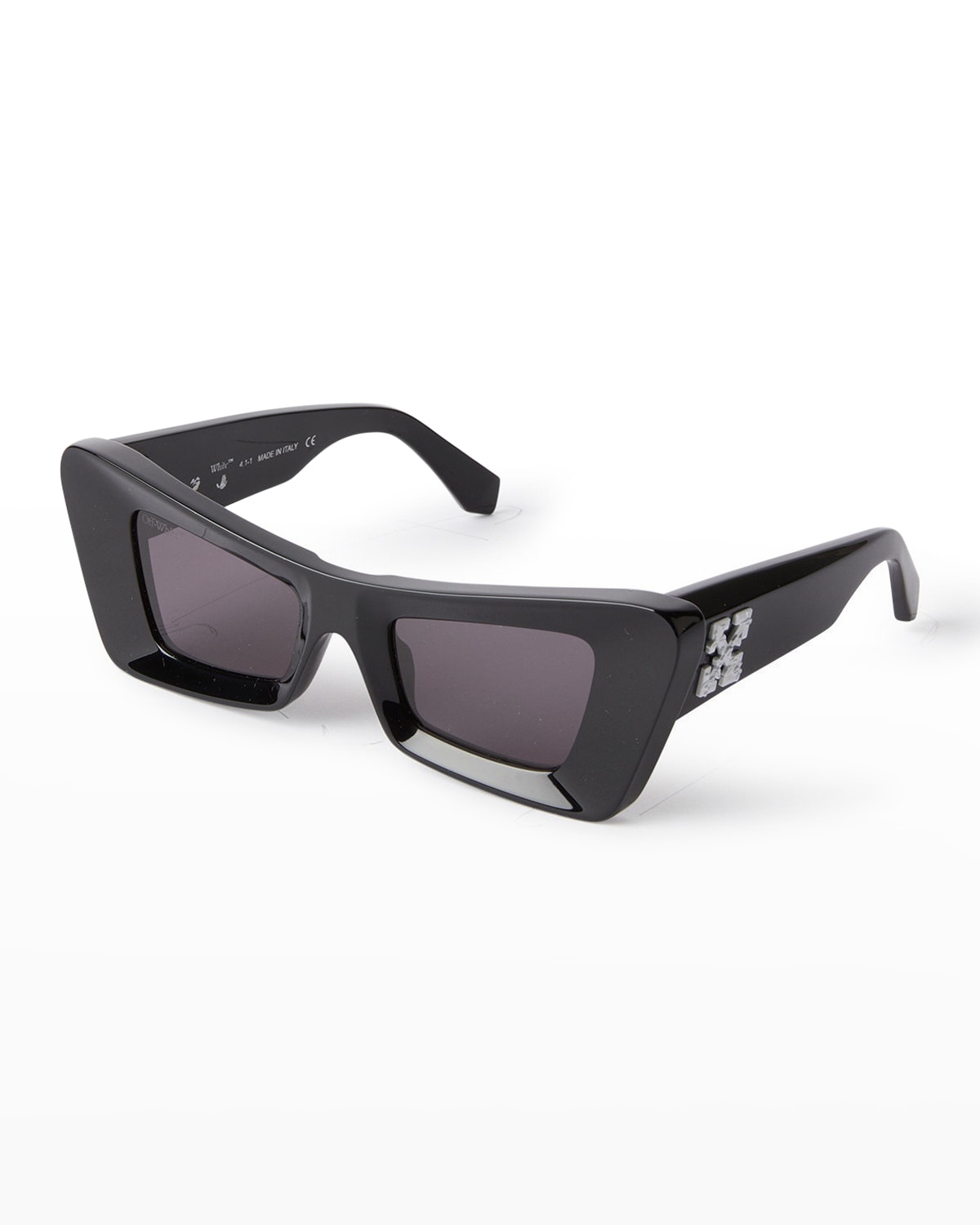 Off-white Accra Arrow Acetate Cat-eye Sunglasses In Black / Dark Grey