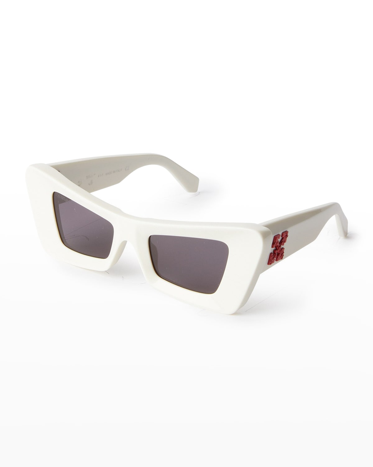 Off-white Accra Arrow Acetate Cat-eye Sunglasses In White Dark Gray