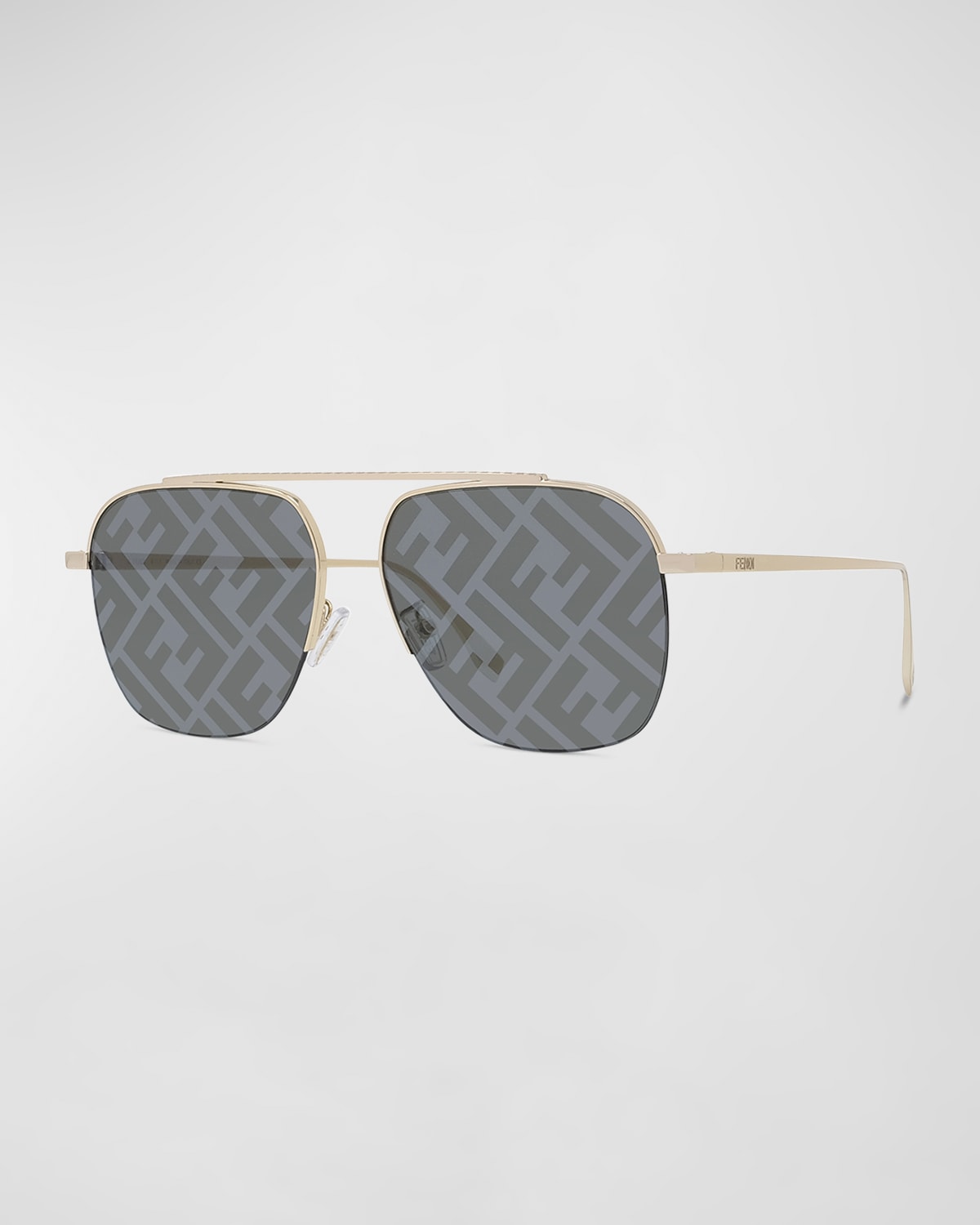 Shop Fendi Men's  Travel Ff-logo Metal Aviator Sunglasses In Gldo/smkmr