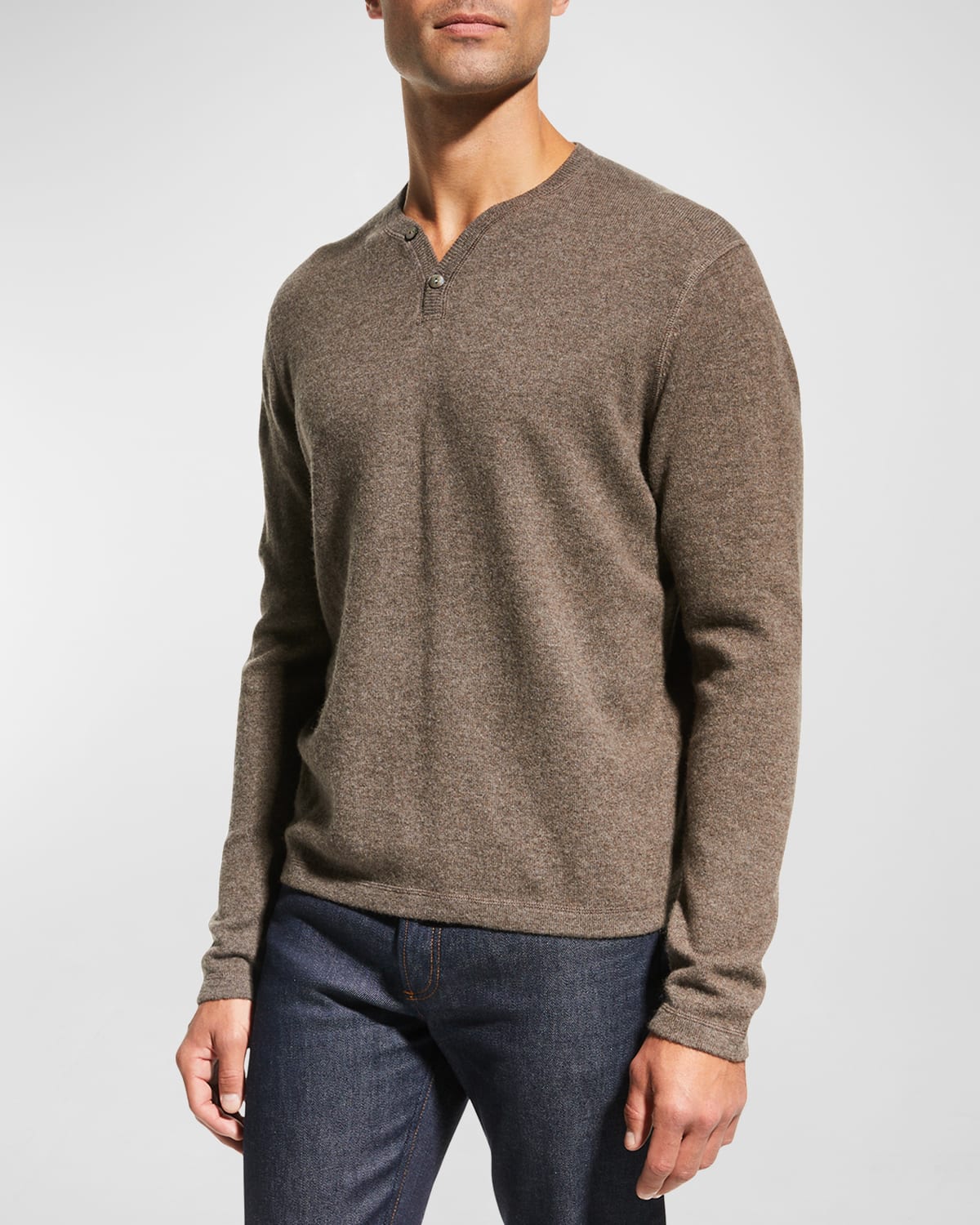 Men's Wool-Cashmere Henley Sweater