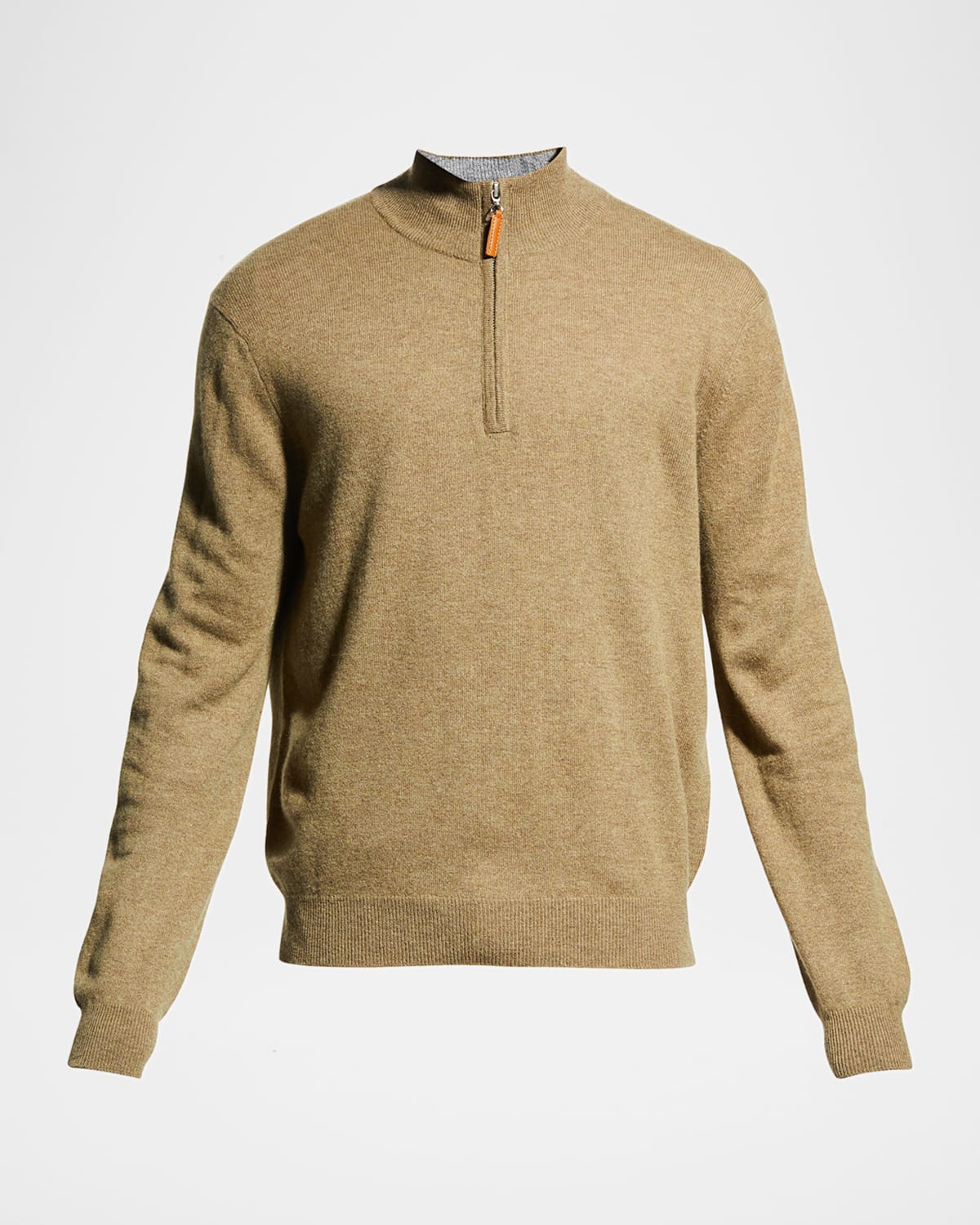 Neiman Marcus Men's Wool-cashmere 1/4-zip Sweater In Lt Olive