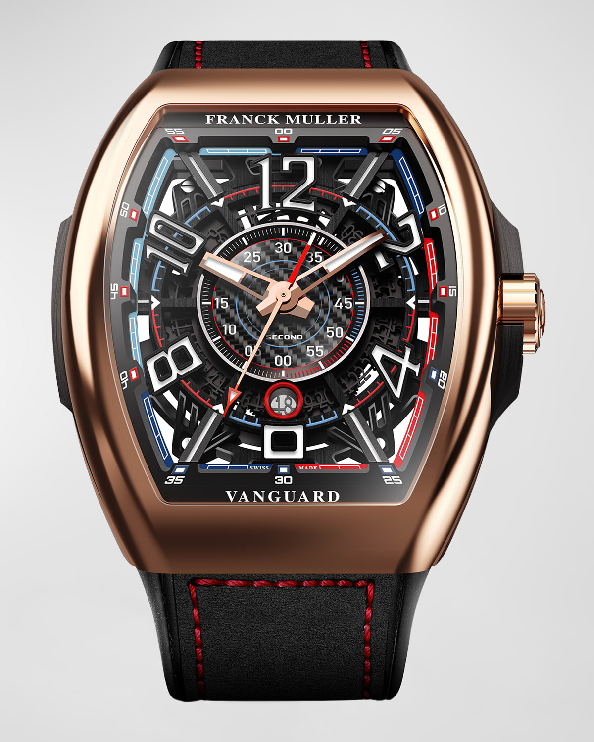 Franck Muller Limited Edition Rose Gold Auberlen Skeleton Auto Watch With Leather Strap