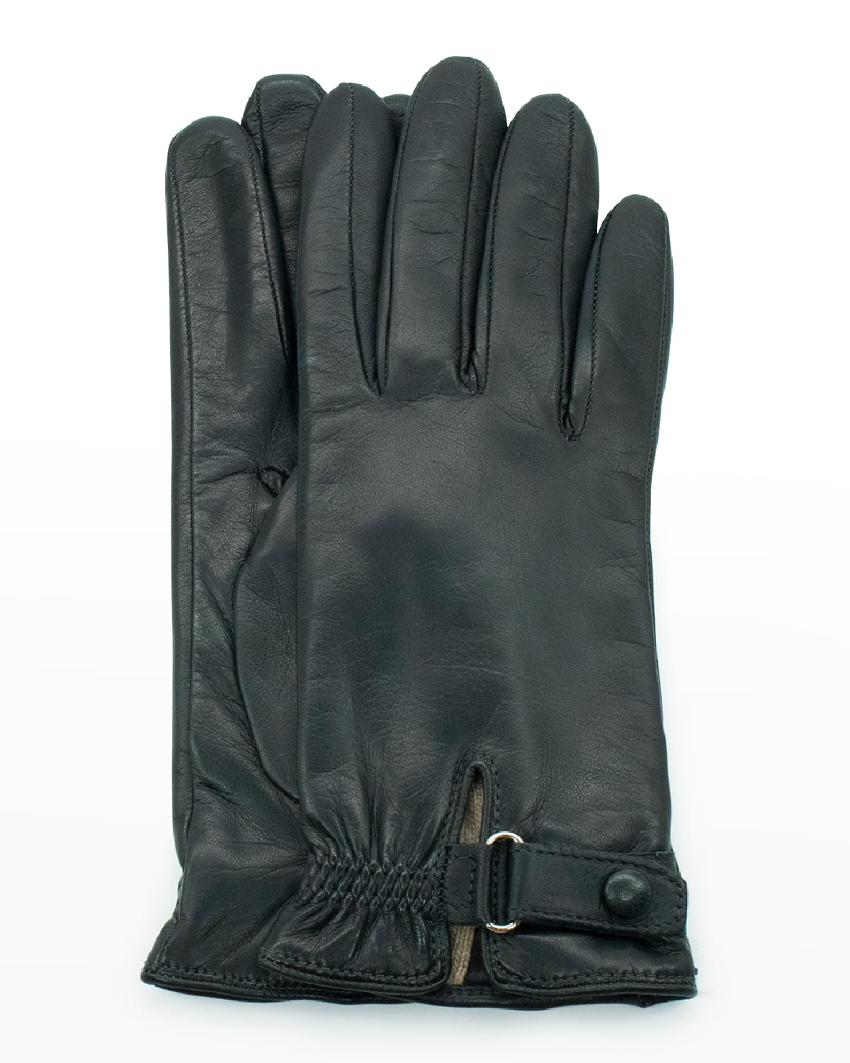 Cashmere-Lined Napa Gloves w/ Elastic Belt