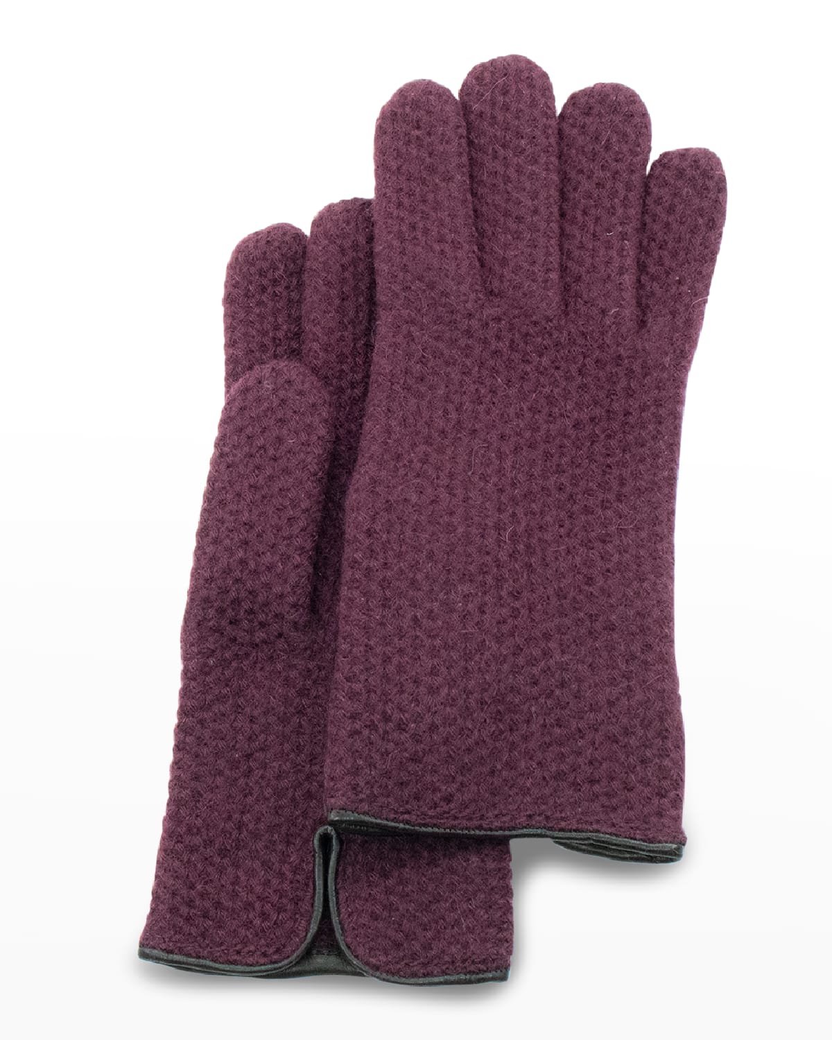 Portolano Honeycomb Stitched Cashmere Gloves In Black Currant