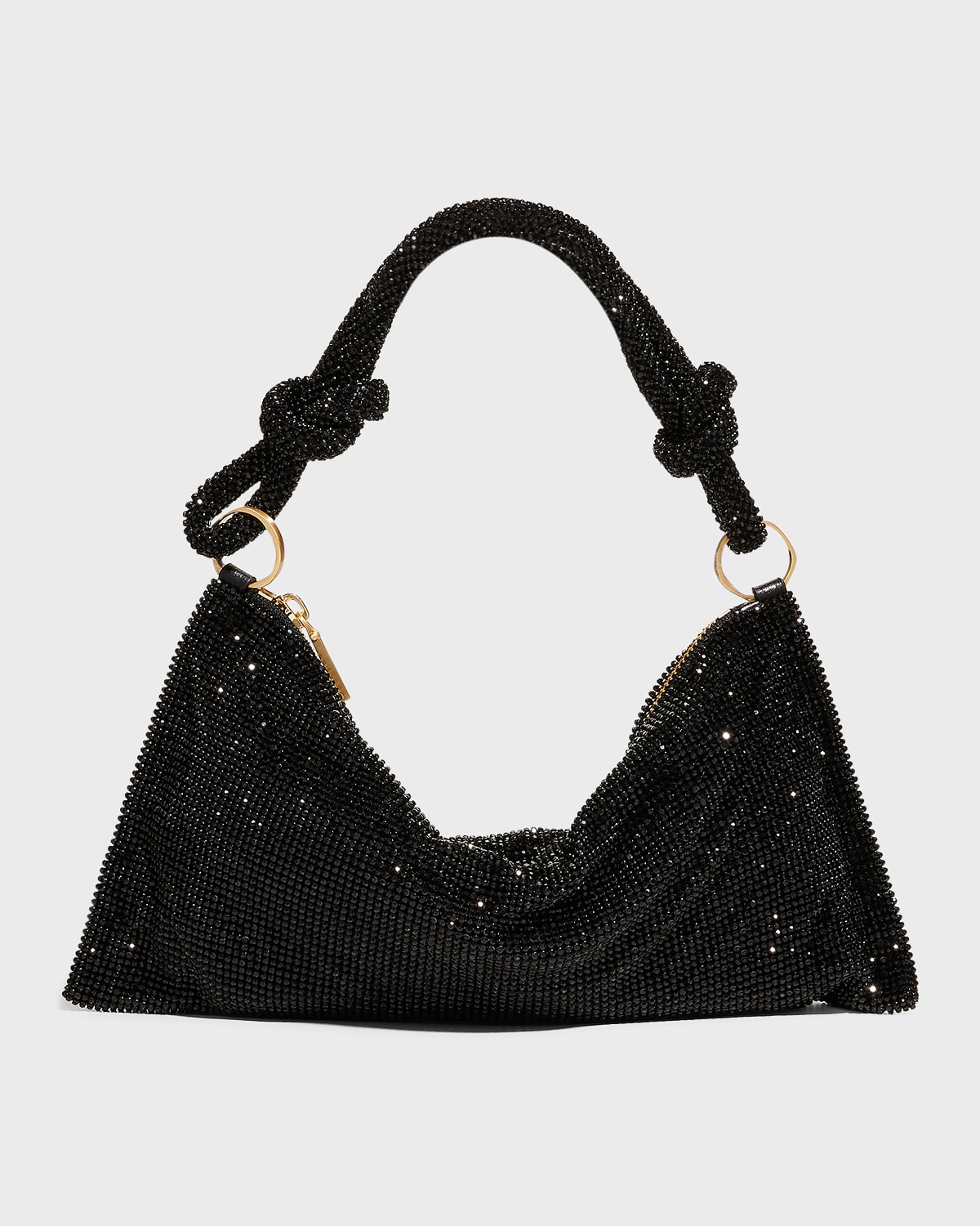 CULT GAIA Hera Nano crystal-embellished knotted satin shoulder bag