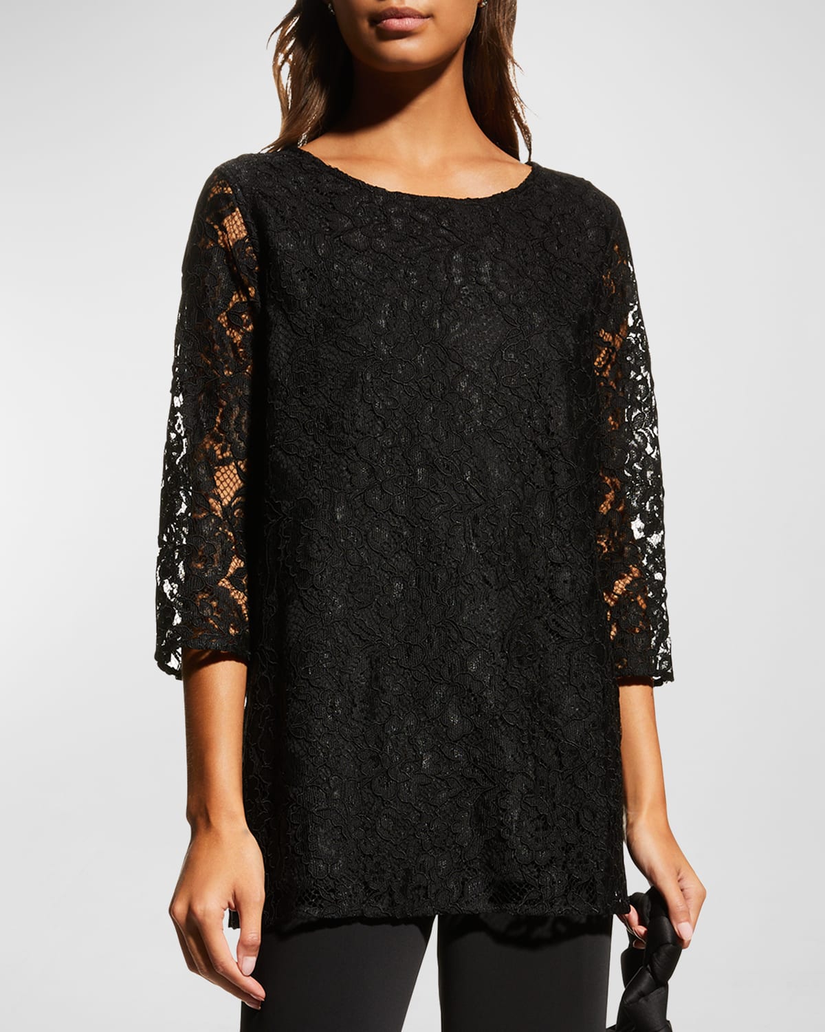 Caroline Rose Lined Floral Lace Easy Tunic