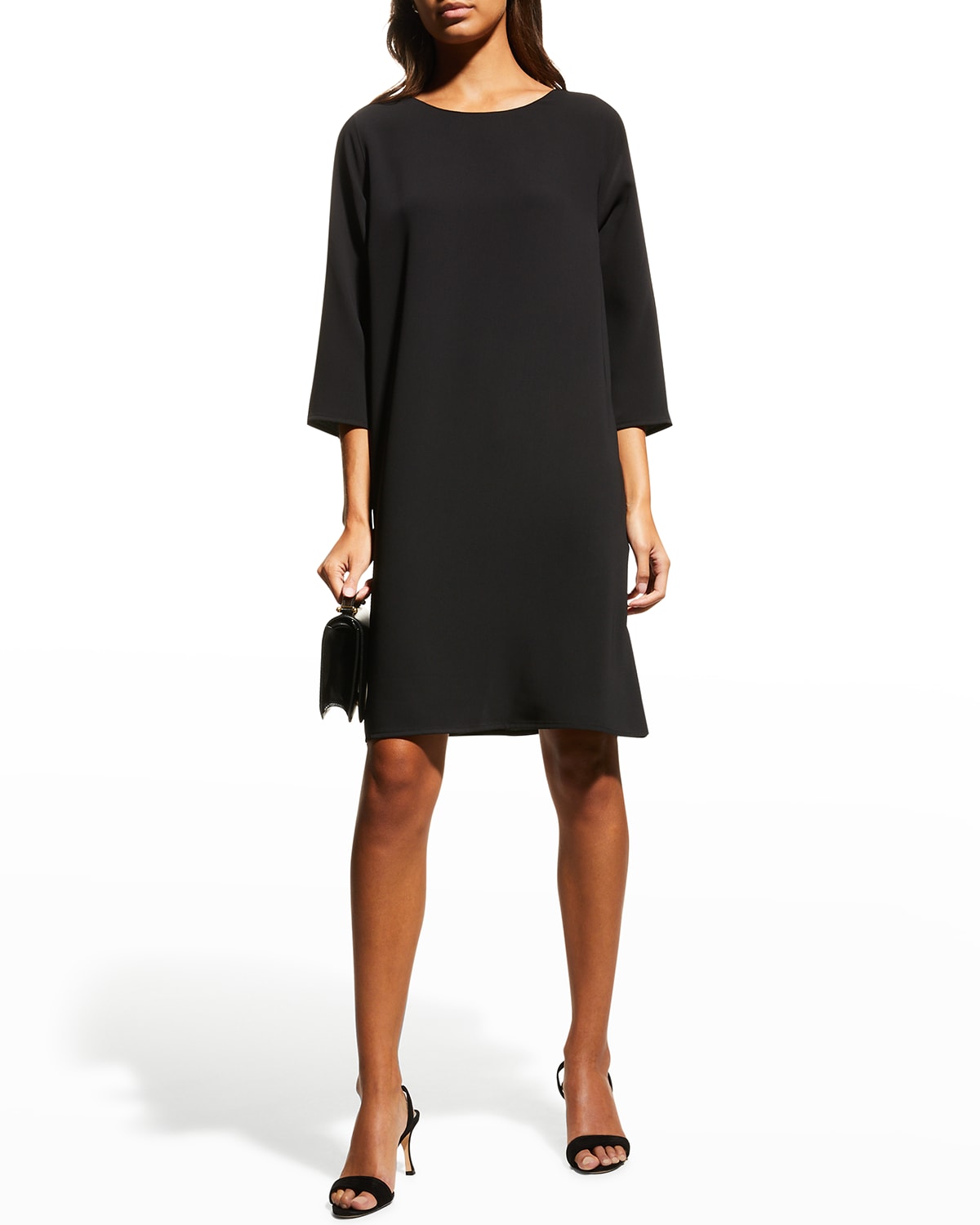 Caroline Rose Suzette Crepe Knee-length Minidress In Navy