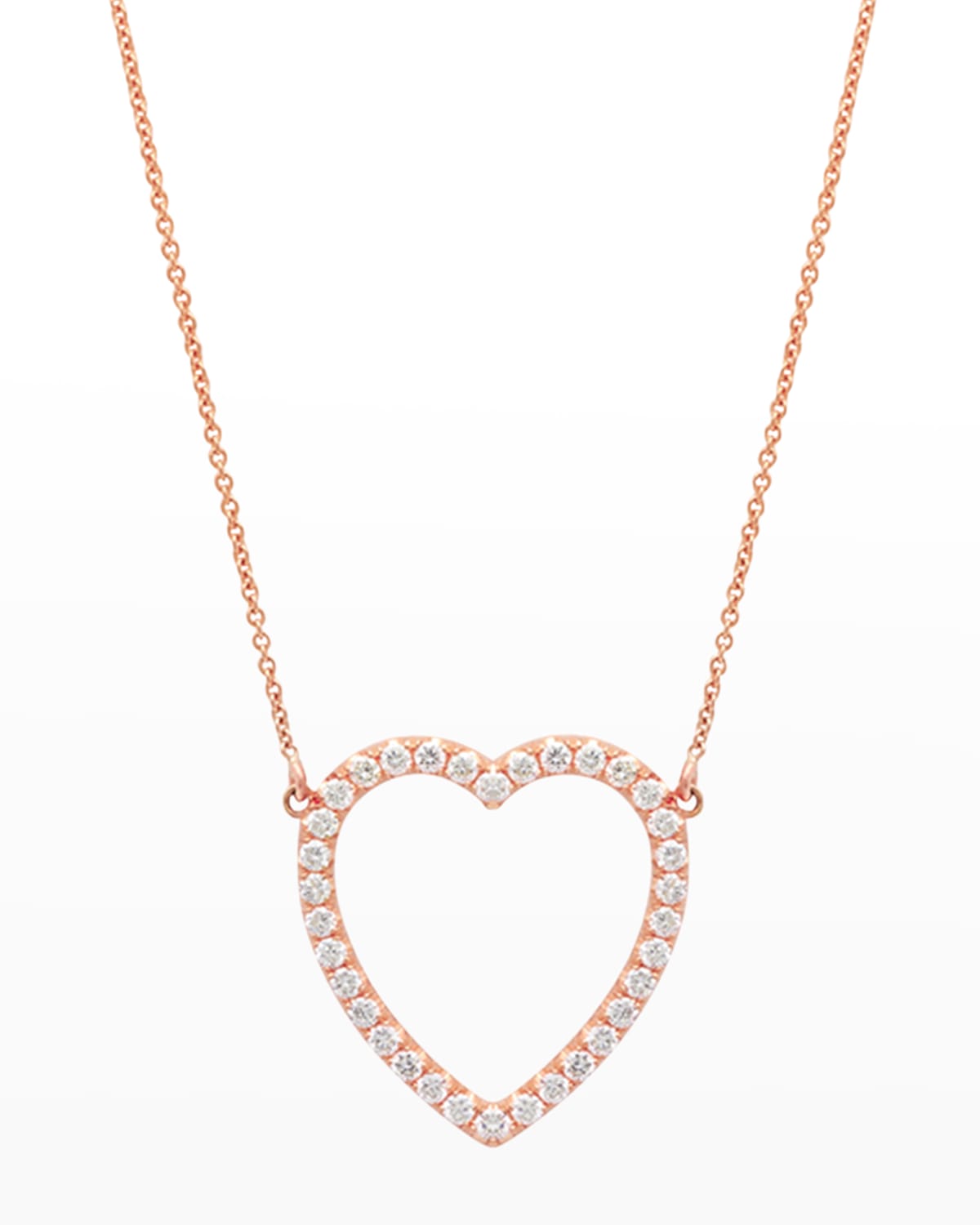 Jennifer Meyer Rose Gold Diamond Open Heart Necklace