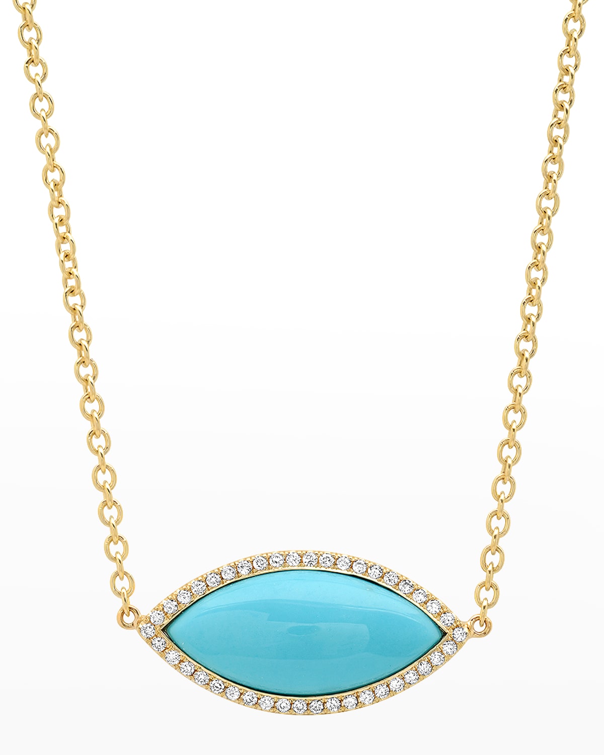 Jennifer Meyer Large Turquoise Marquise Eye Necklace With Diamonds