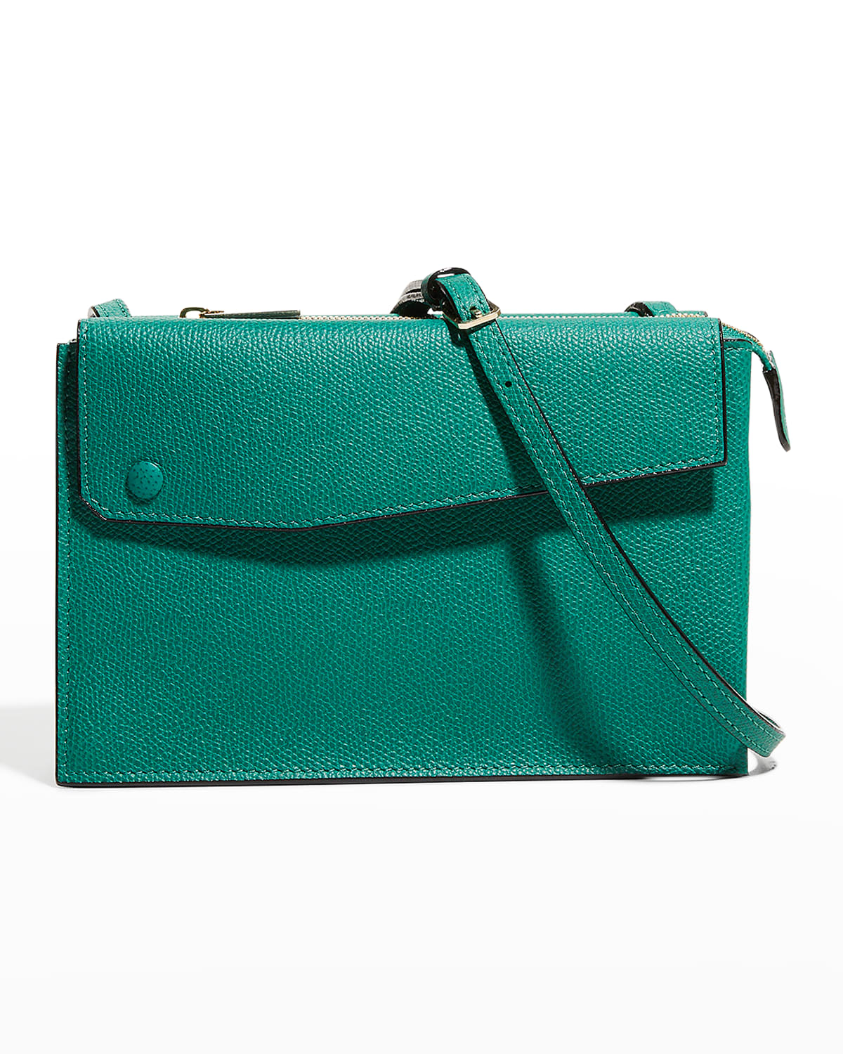 Valextra Trio Pouch Calfskin Crossbody Bag In Vd Emerald