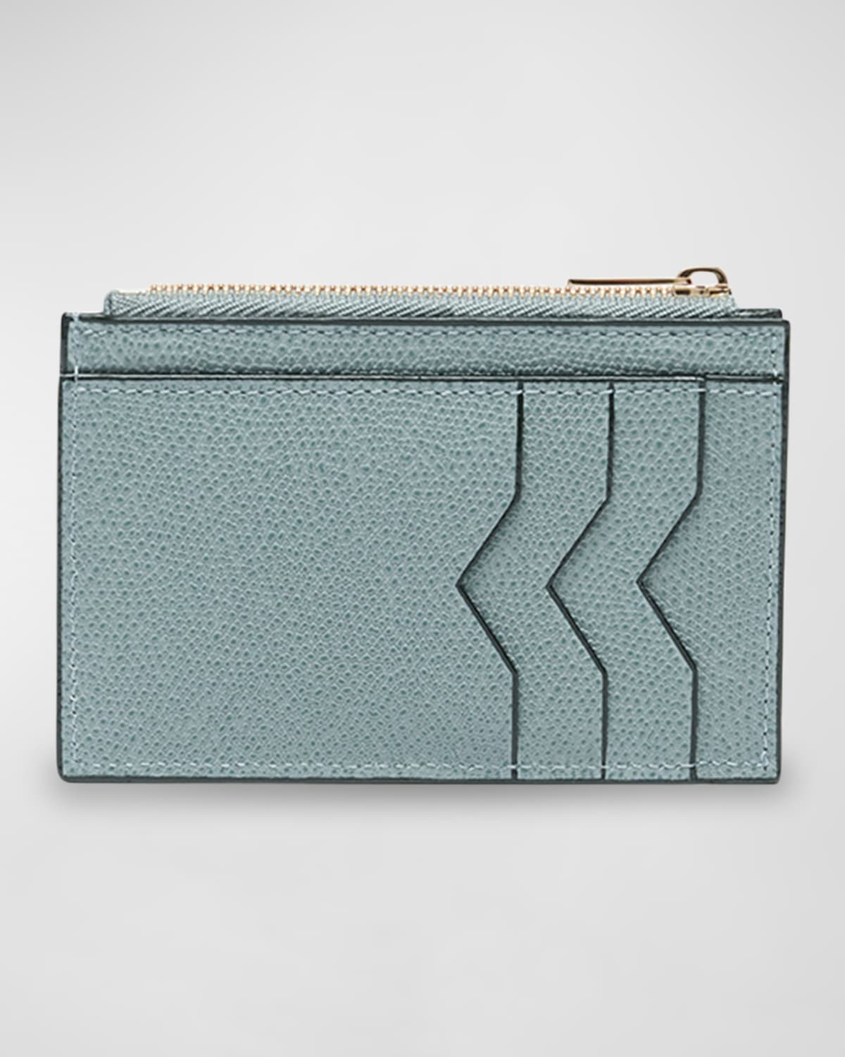 Valextra Zip Calf Leather Wallet In Bp Polvere