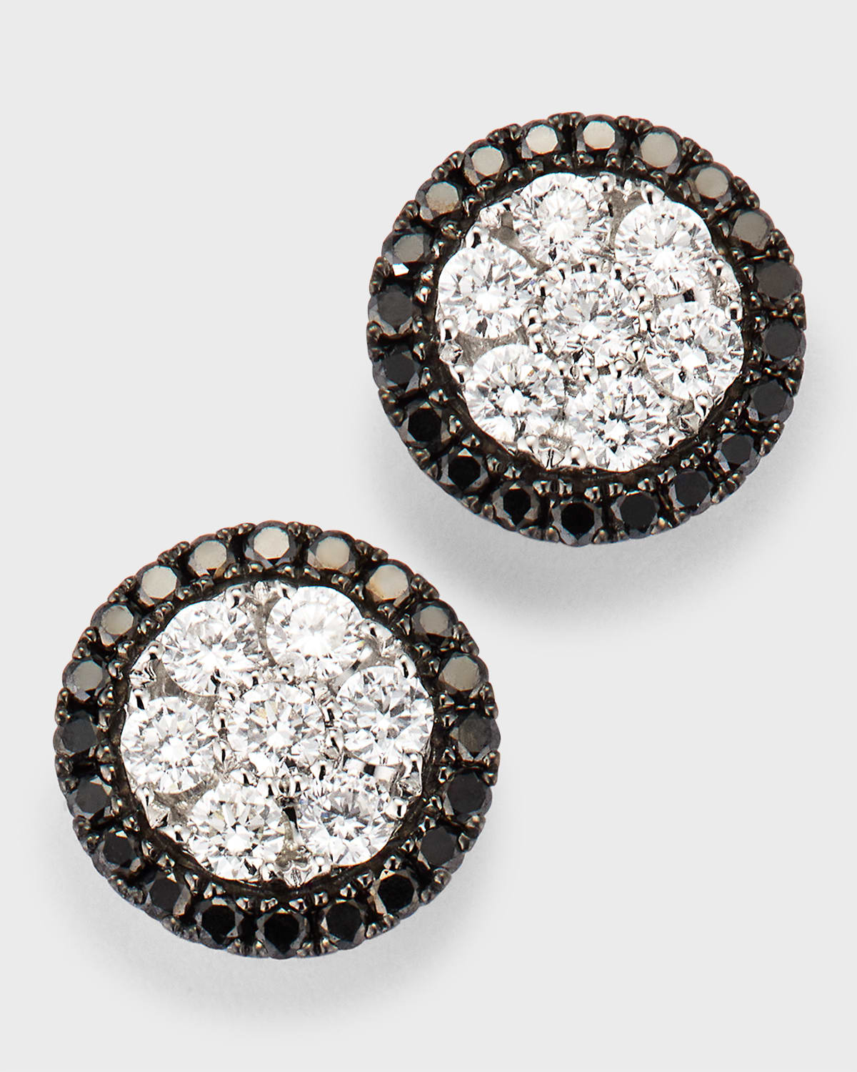 Round Firenze II Black and White Diamond Earrings