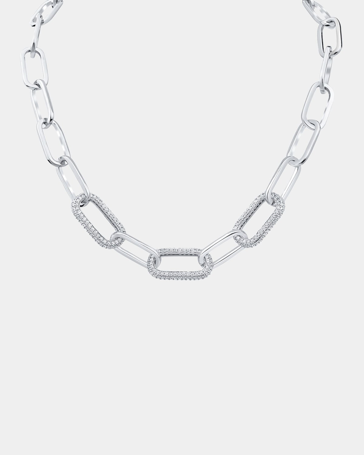 Golconda by Kenneth Jay Lane Triple Pave Cubic Zirconia Front-Link Chain Necklace
