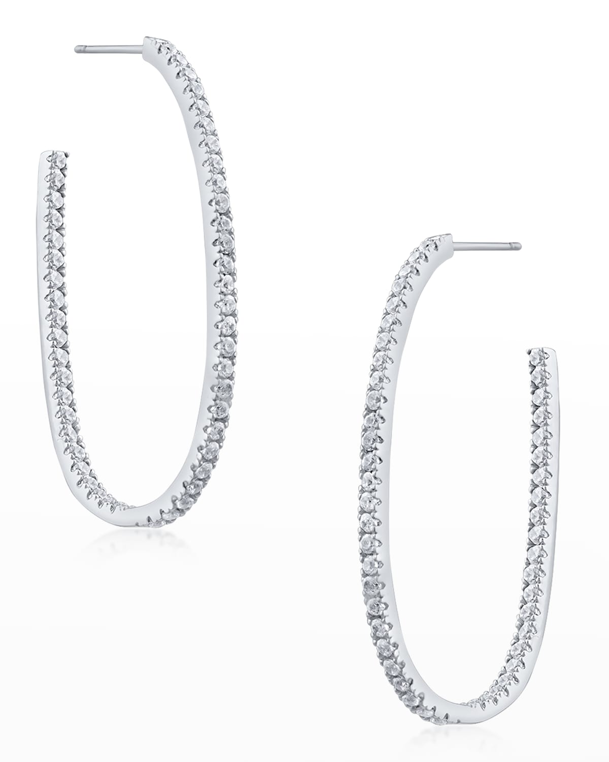 Golconda by Kenneth Jay Lane Round Cubic Zirconia Oval In-and-Out Hoop Earrings