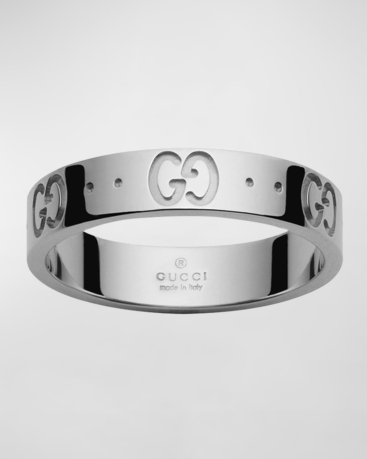 Shop Gucci Icon Thin Band Ring In White Gold In Wg