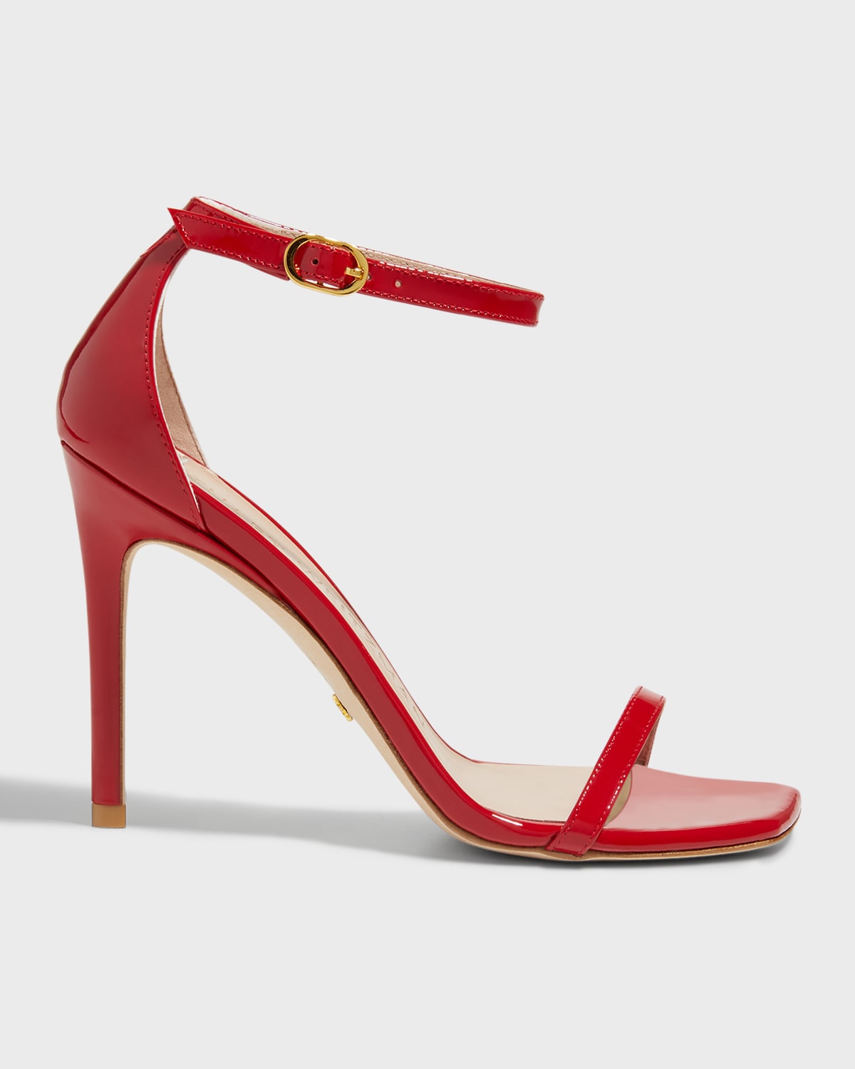 Stuart Weitzman Nudistcurve Patent Ankle-strap Sandals In Lipstick Red
