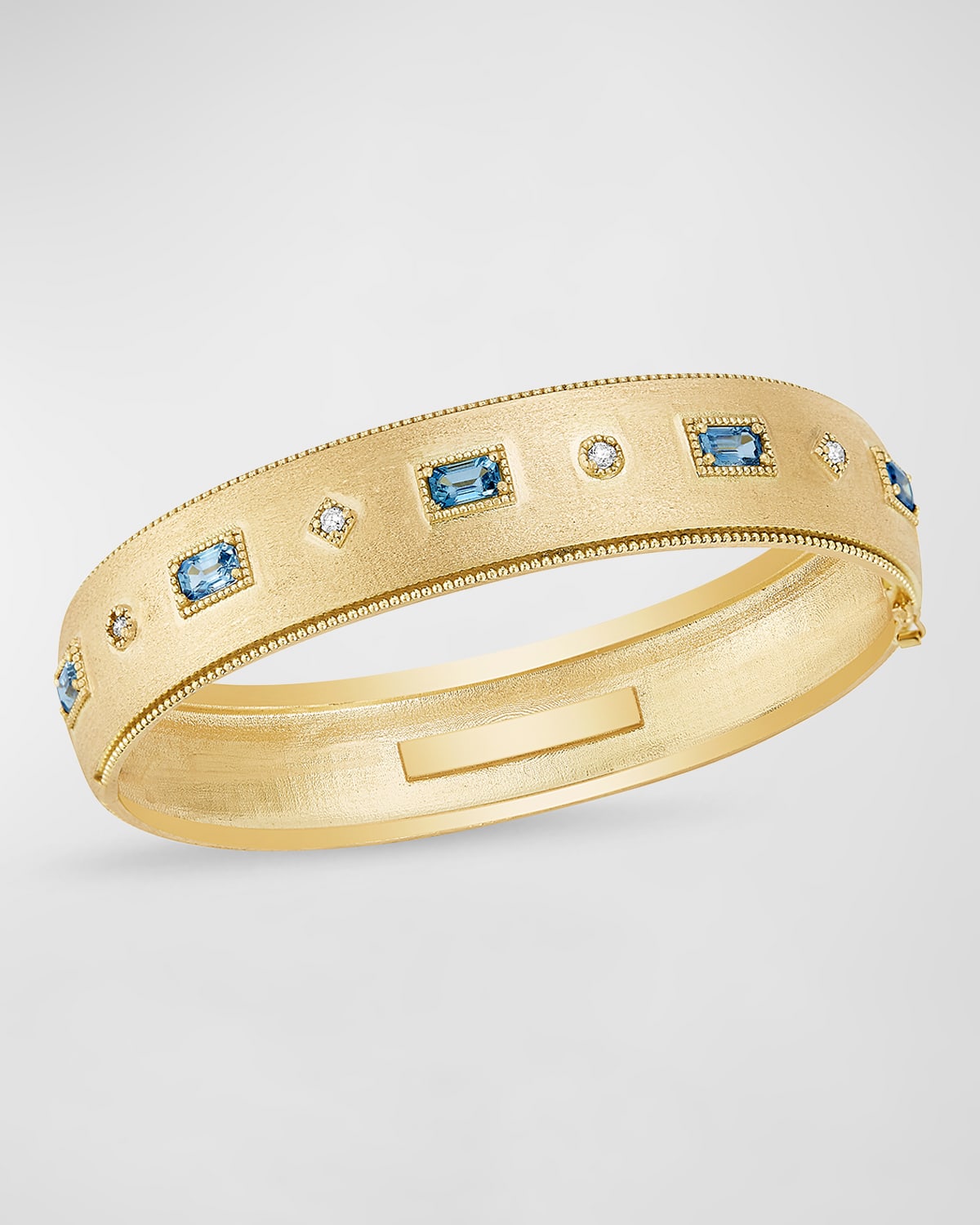 Tanya Farah 18k Yellow Gold Sapphire And Diamond Bangle Bracelet