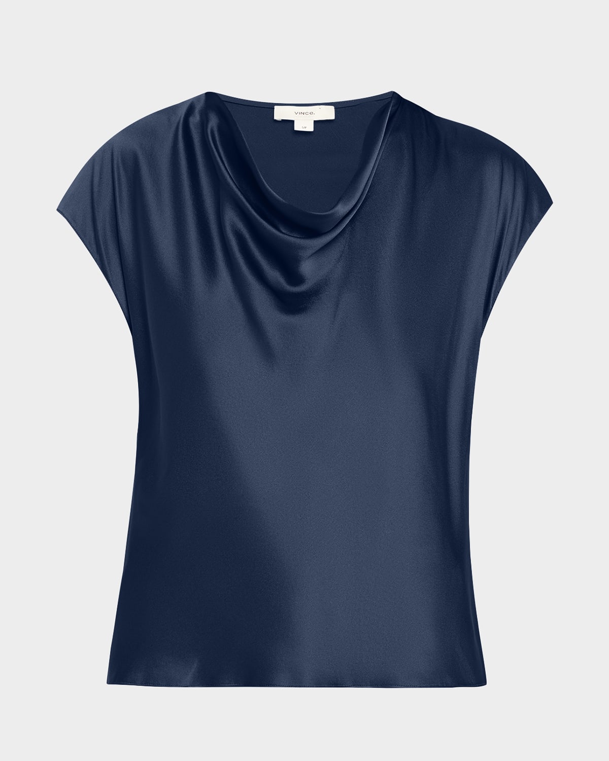 VINCE COWL-NECK CAP-SLEEVE SATIN BLOUSE 
