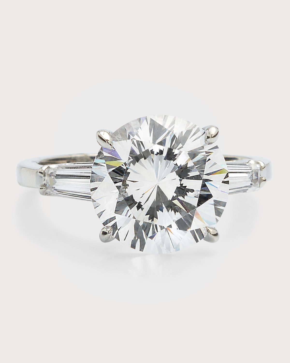 Tapered Baguette and Solitaire Cubic Zirconia Ring