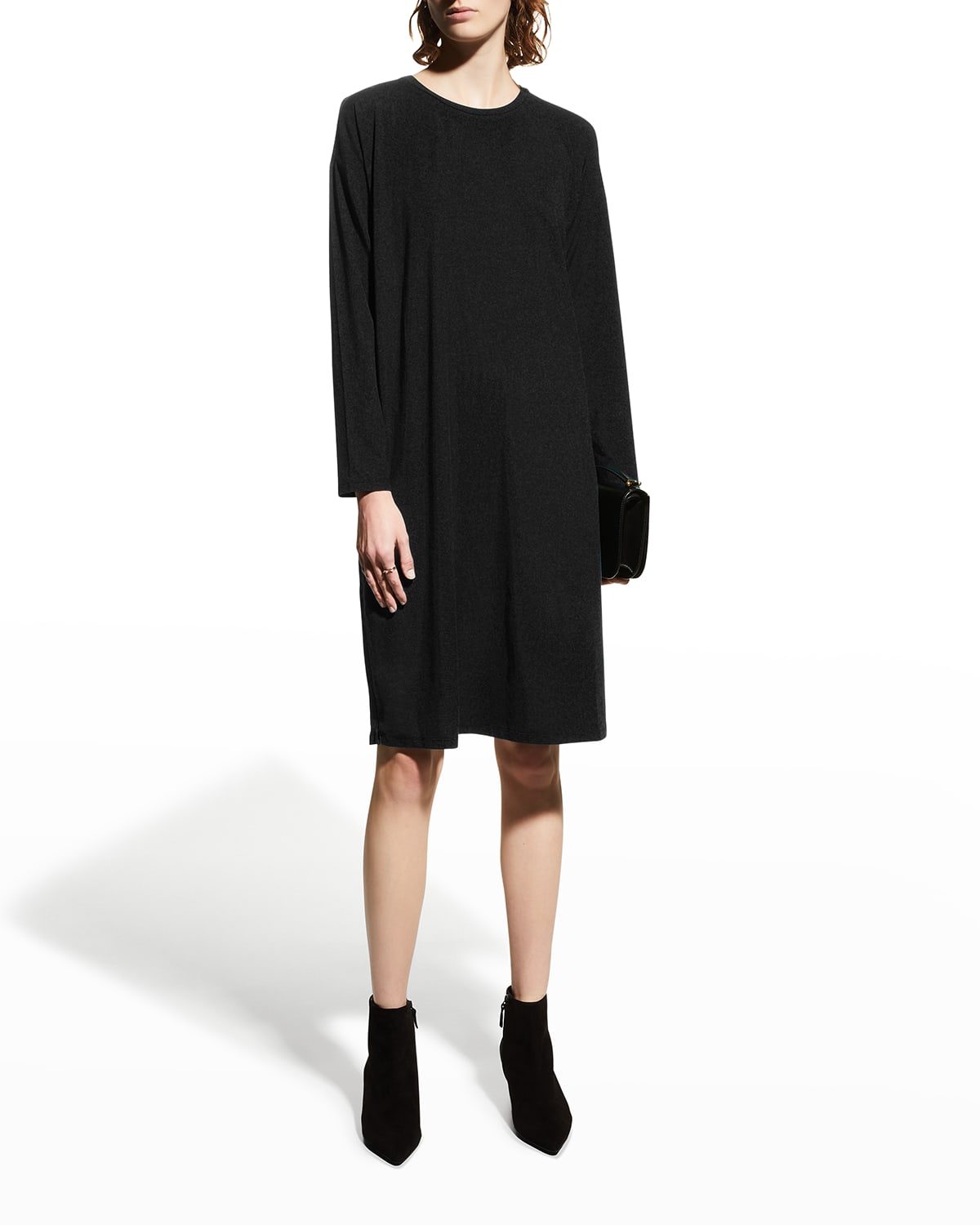Eileen Fisher Petite Side-Slit Boxy Stretch Jersey Dress