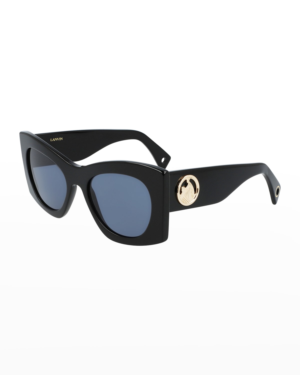 Lanvin Mother & Child Logo Acetate Butterfly Sunglasses In Black