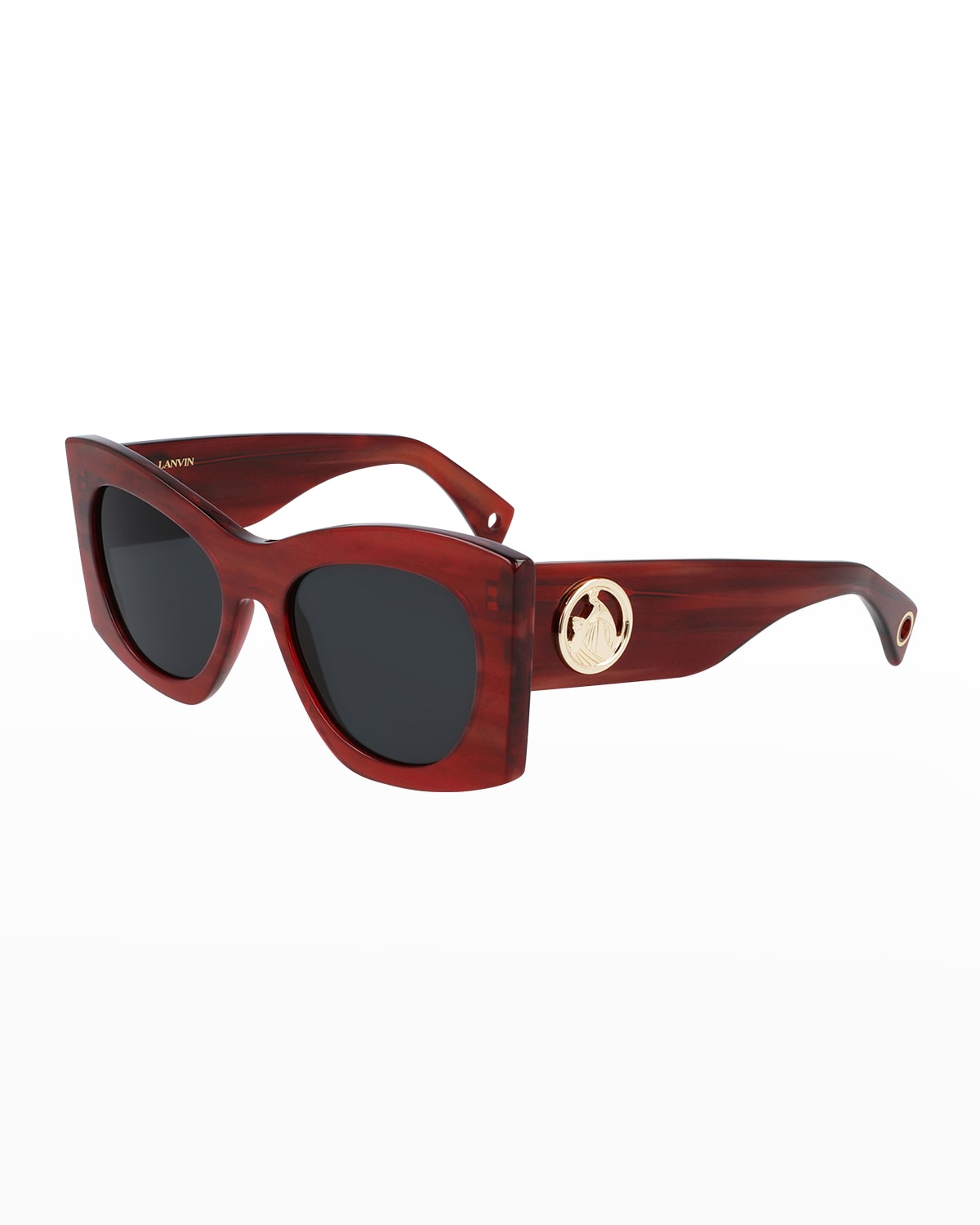 Lanvin Mother & Child Logo Acetate Butterfly Sunglasses In Striped Red