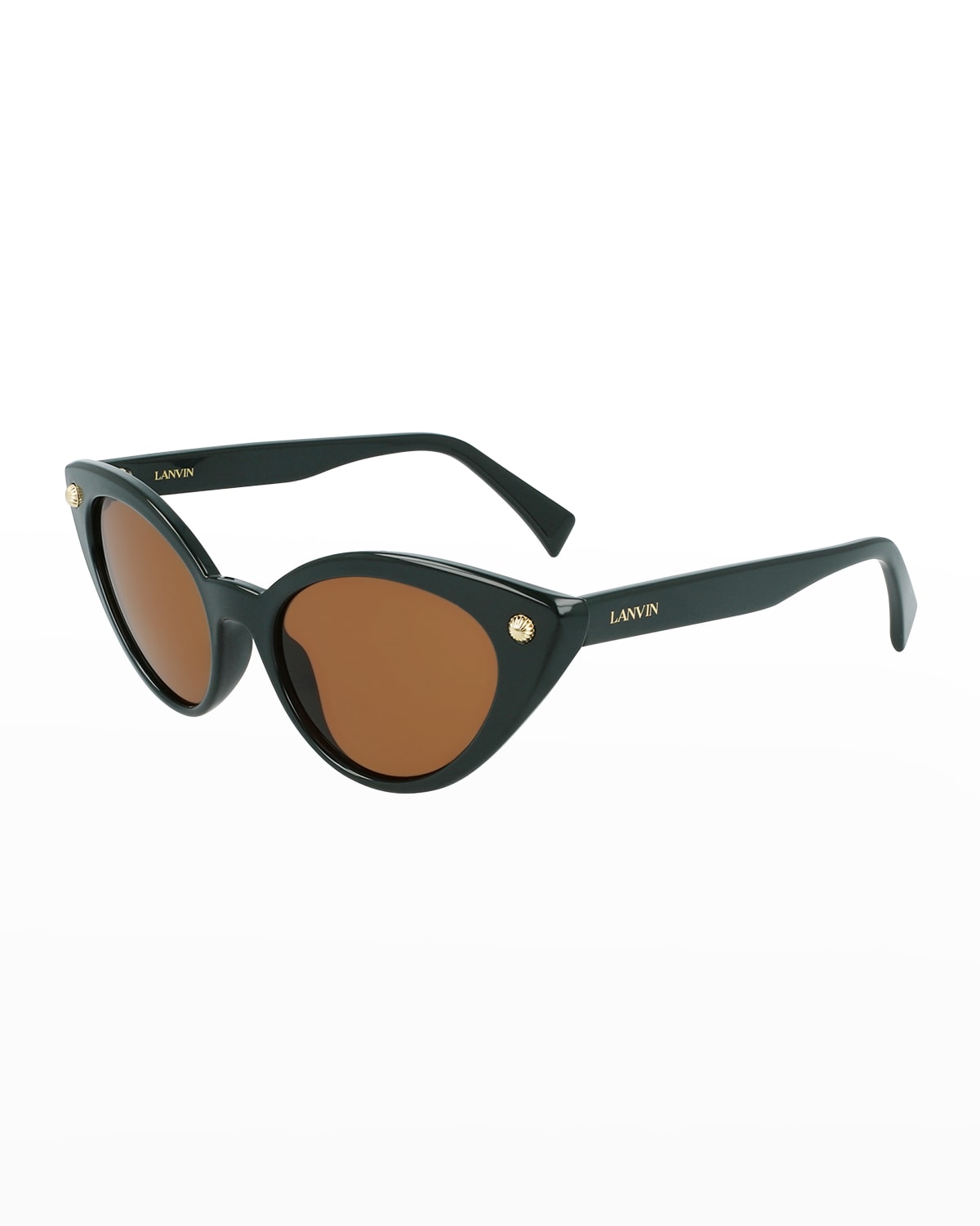 Shop Lanvin Dramatic Plastic Cat-eye Sunglasses In Dark Green