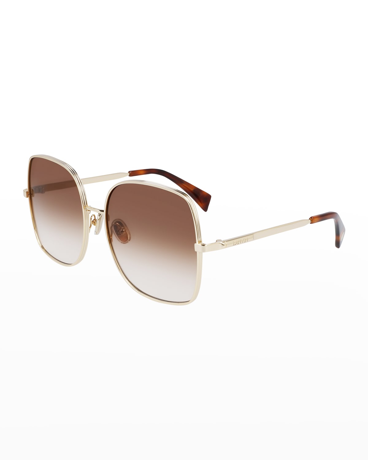 Lanvin Oversized Square Metal Sunglasses In Gold/brown