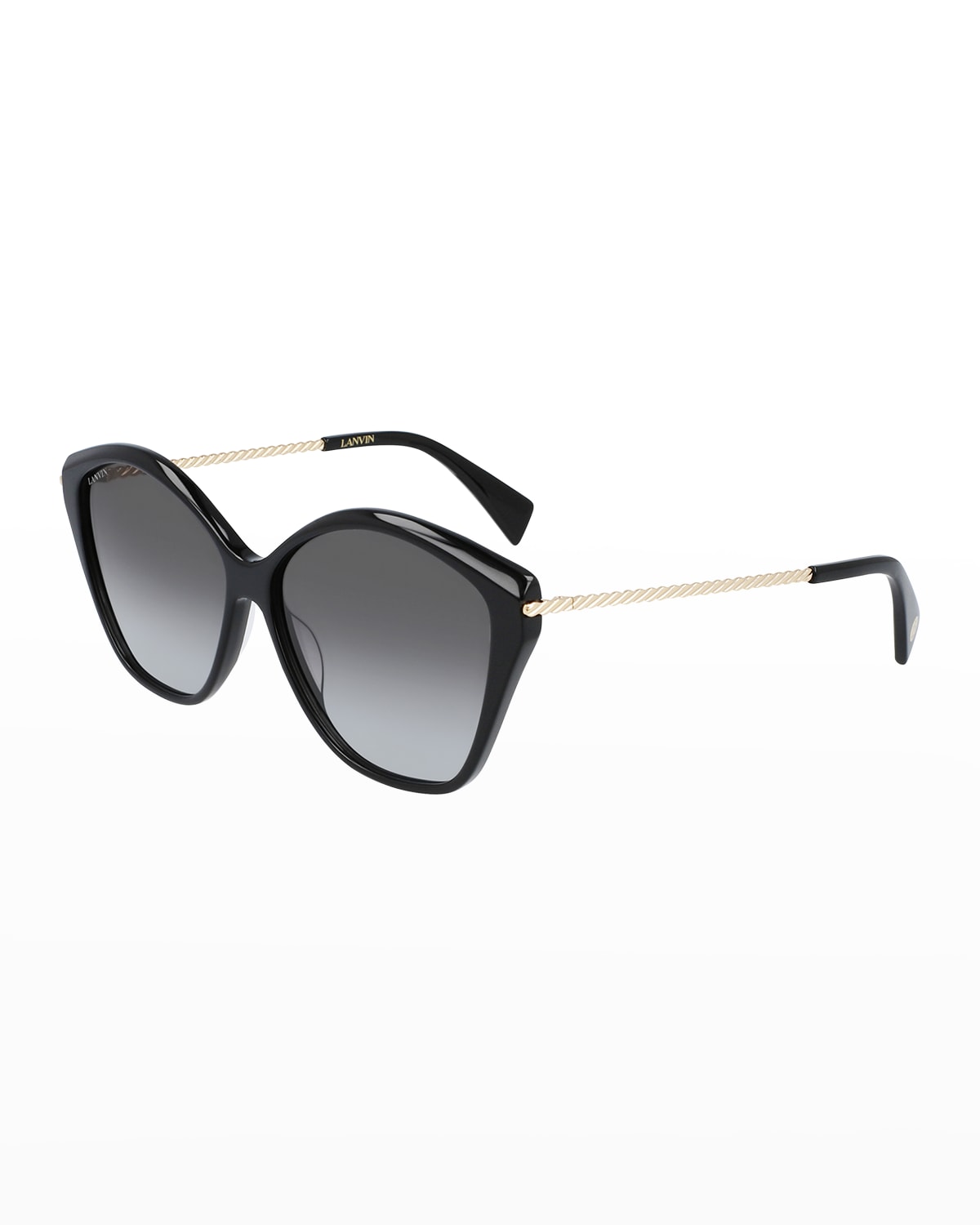 Shop Lanvin Babe Geometric Acetate & Metal Butterfly Sunglasses In Black