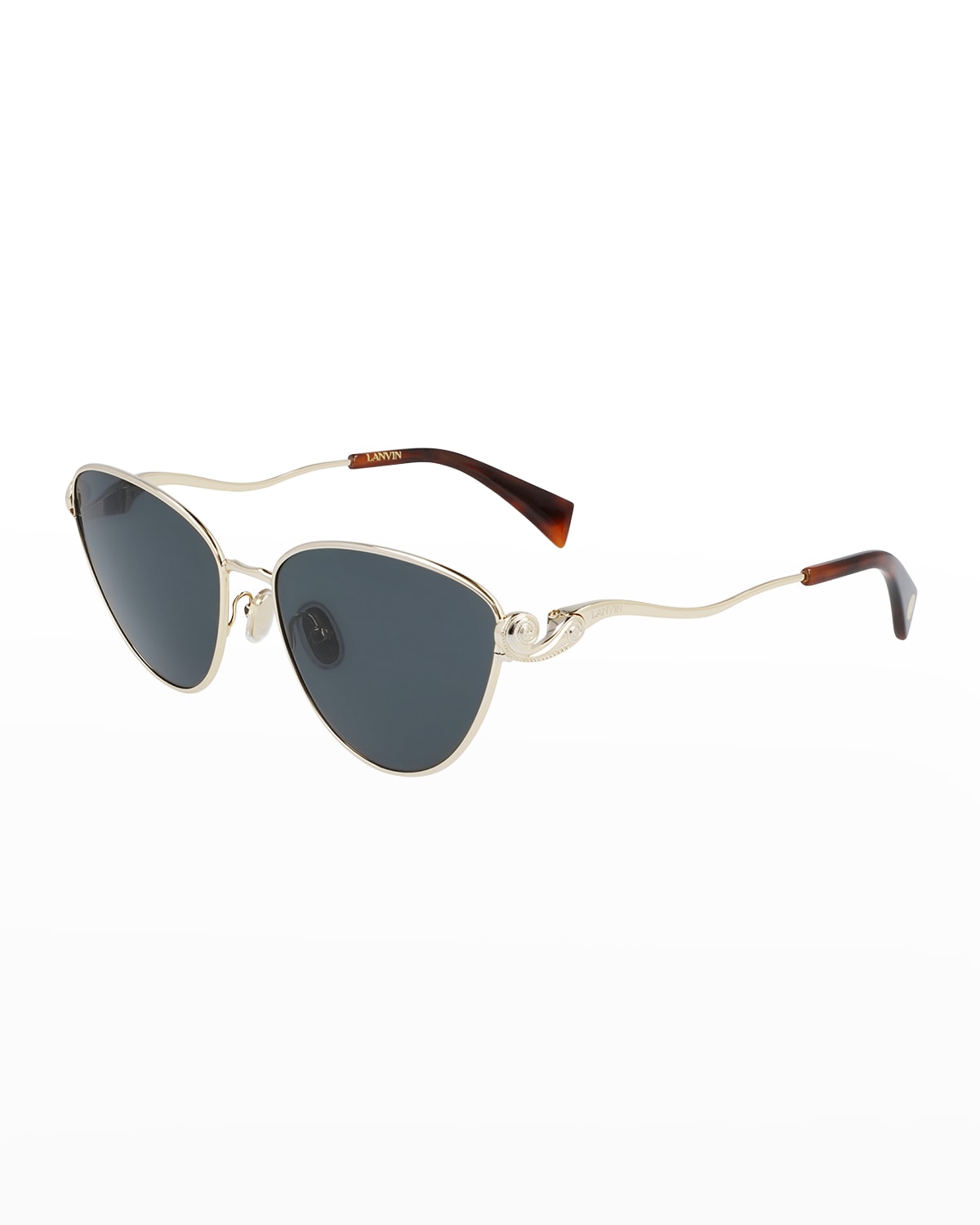 Shop Lanvin Armand Albert Rateau Metal Cat-eye Sunglasses In Gold/grey