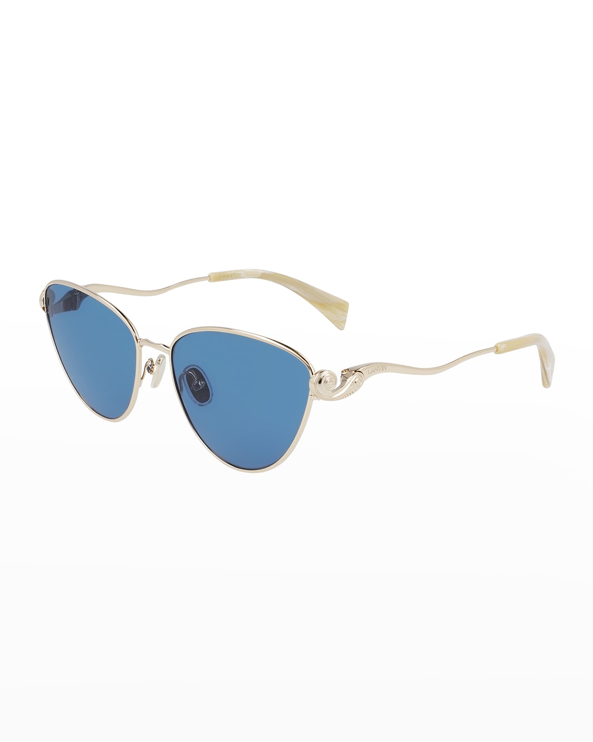 Lanvin Armand Albert Rateau Metal Cat-eye Sunglasses In Gold/blue