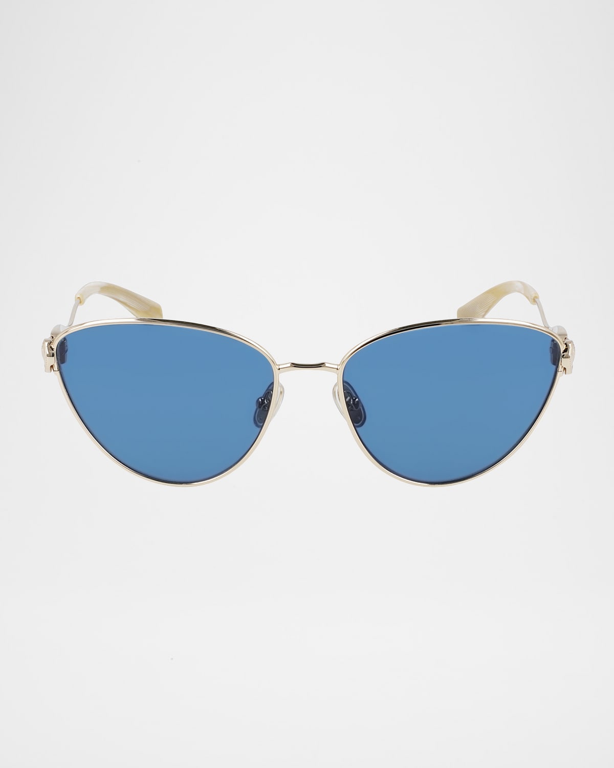 Lanvin Armand Albert Rateau Metal Cat-eye Sunglasses In Gold/blue