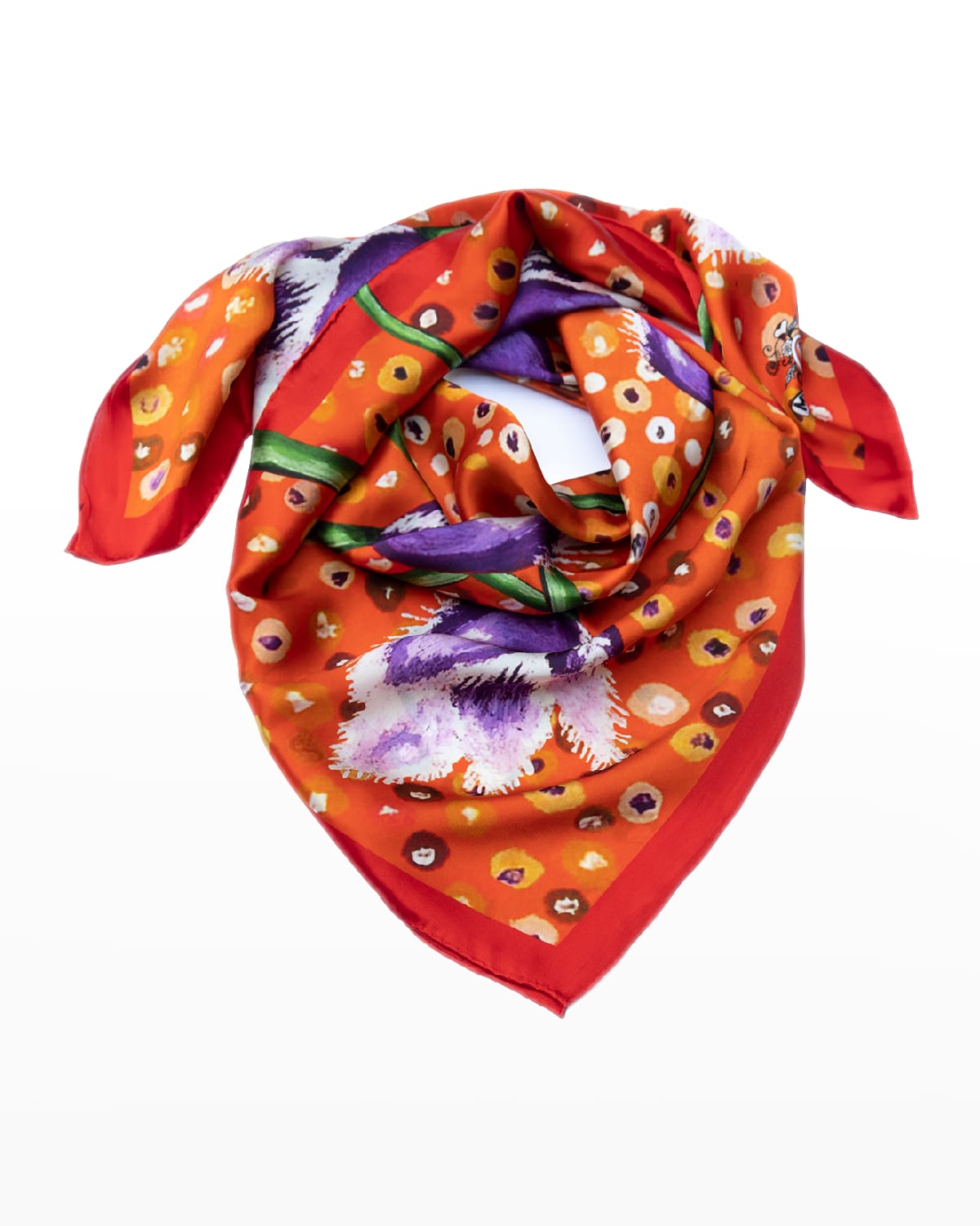 Mila & Such Joy Floral-print Silk Scarf In Orange / Brown