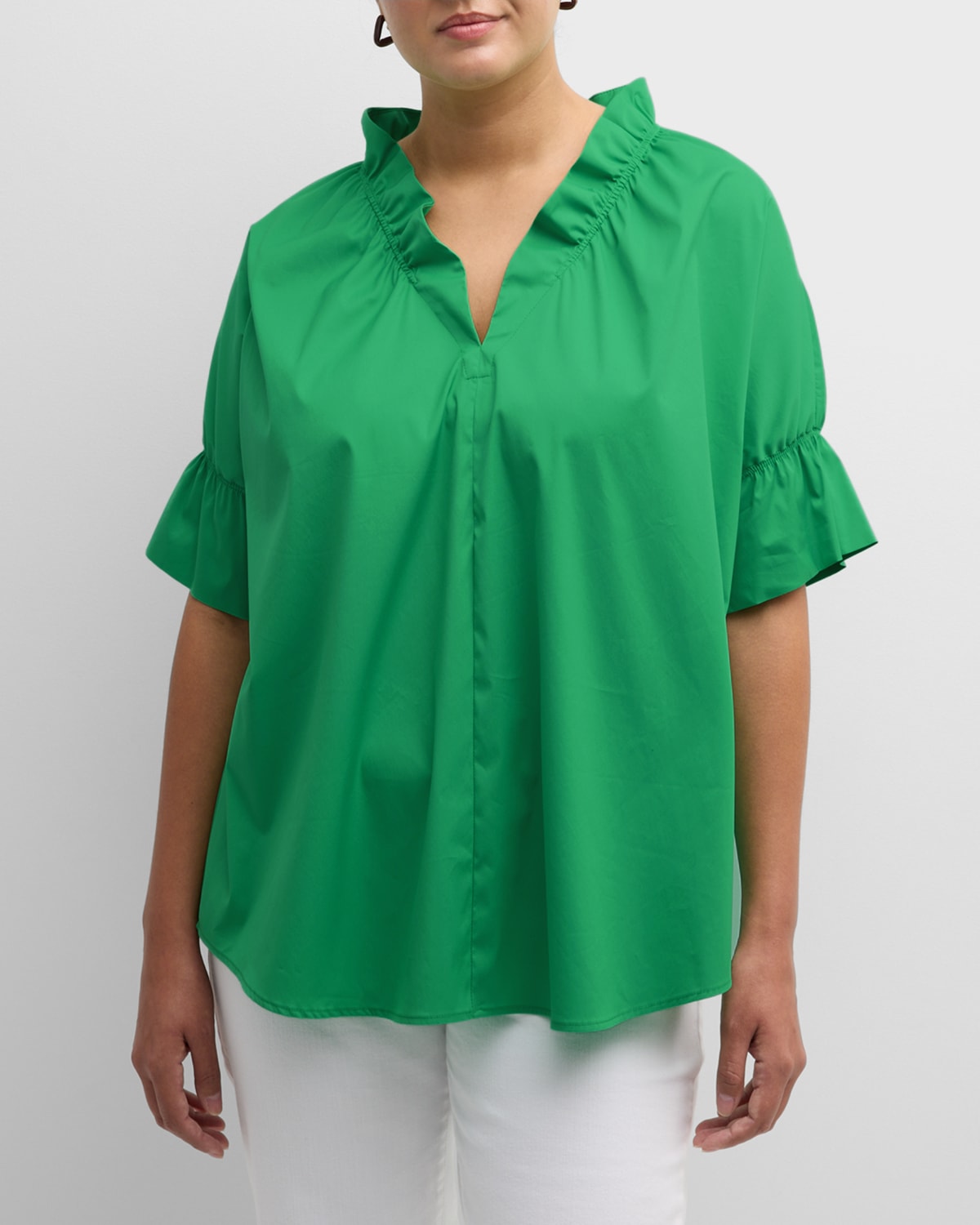 Finley Plus Size Crosby Solid Ruffle Shirt In Green