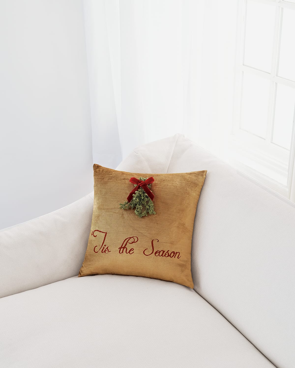 Lucerne Mistletoe Block-Printed Pillow