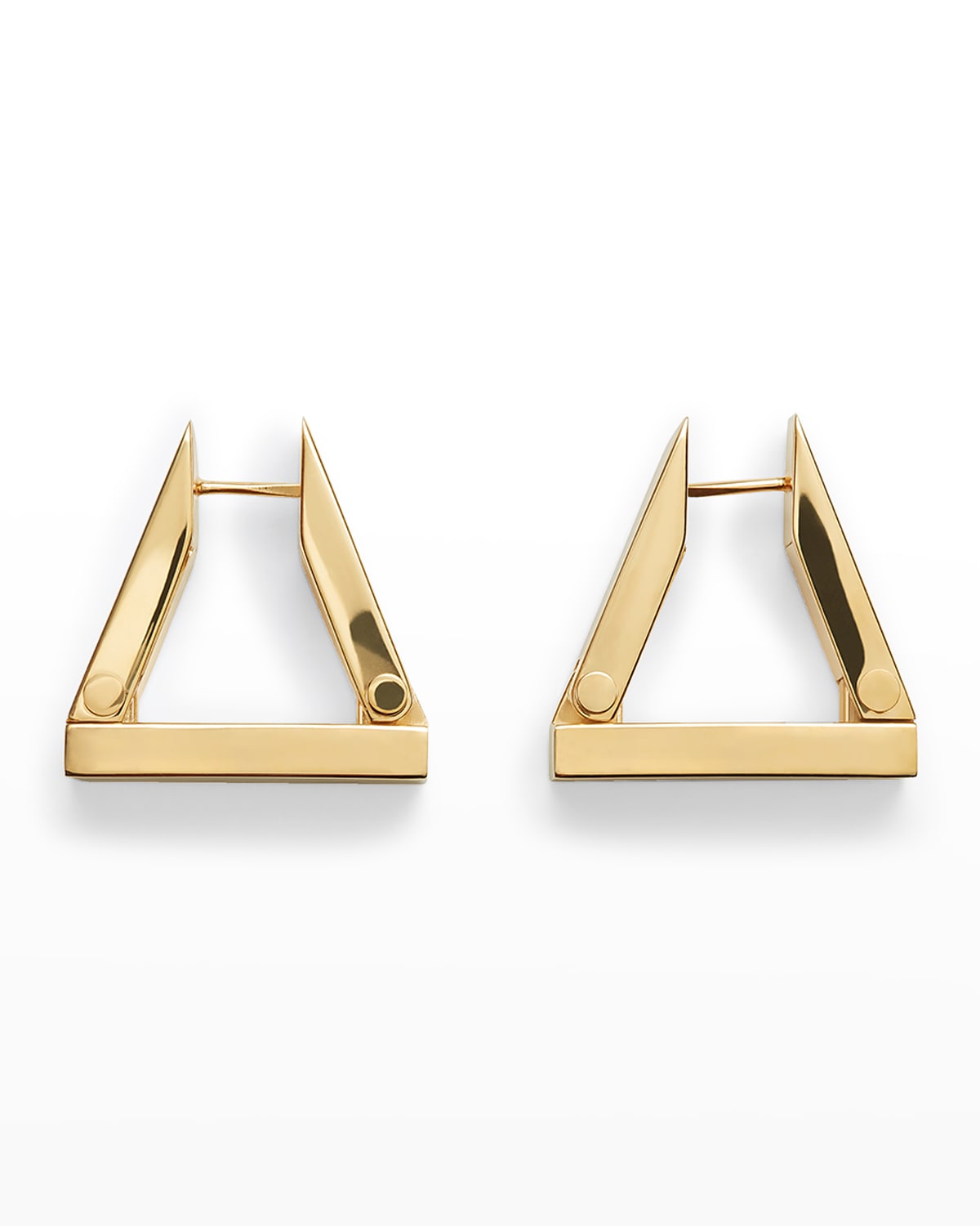 Bottega Veneta Hinged Triangular Hoop Earrings in Gold Plating