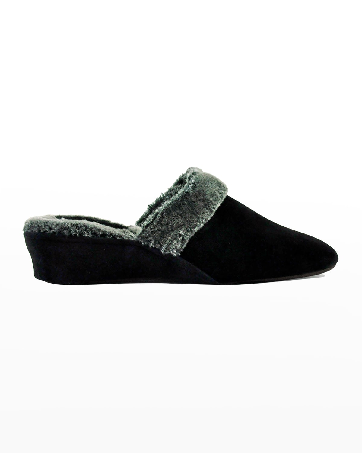 Jacques Levine Suede & Faux Shearling Slippers