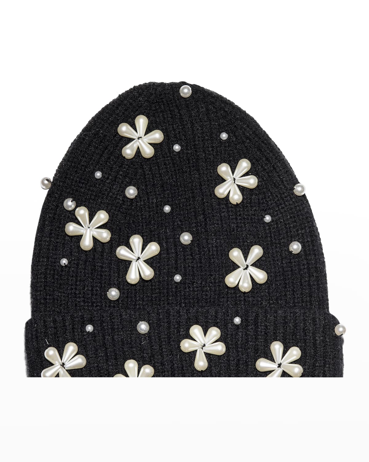 Pearly Snowflake Rib Knit Beanie